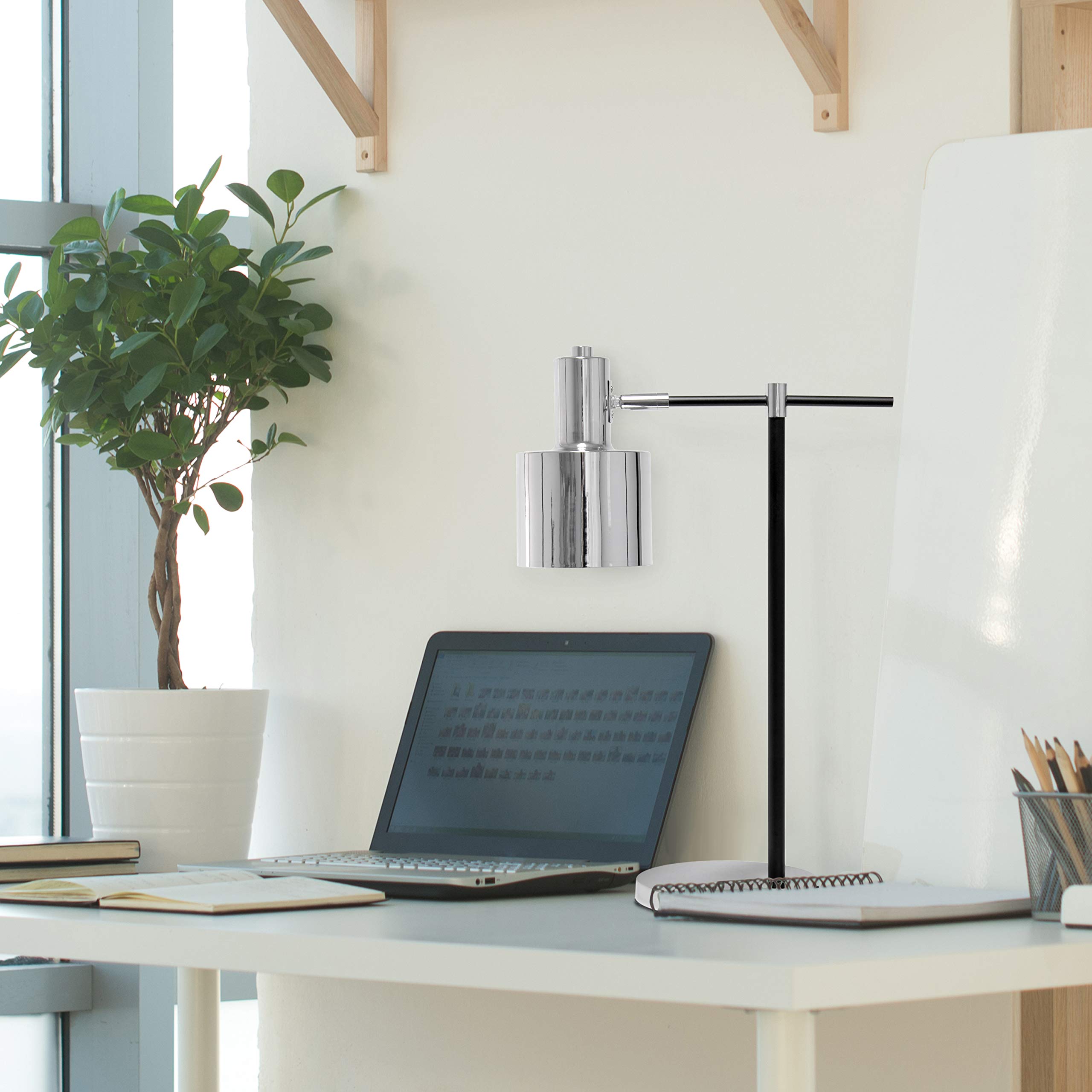 Simple Designs LT2074-CHR Metal Table Lamp, Chrome Finish, Iron Material