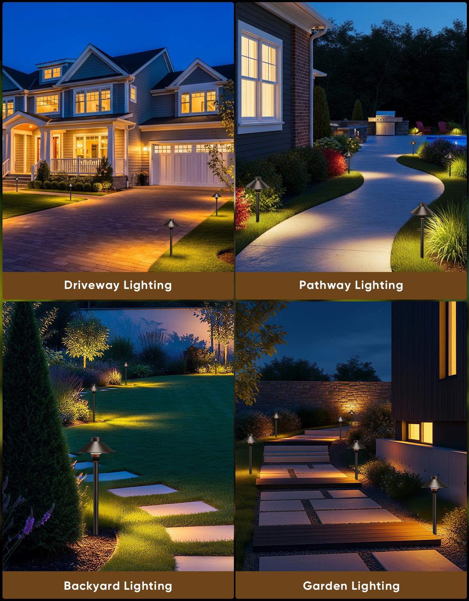 Partphoner Low Voltage Landscape Lighting 6-Pack  Aluminum 12V Pathway Lights With G4 Bulbs  Waterproof Oil Rubbed Bronze Color Wired Path Lights With Connectors For Walkway Yard Garden