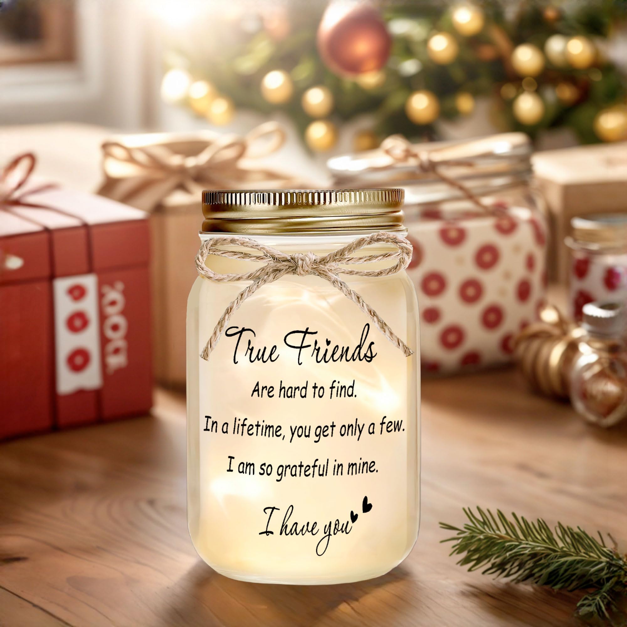 Rxyjlhjx Mason Jar Night Light - Best Friend Gift, Glass, 5.2"H x 2.7"W, Christmas Decor, Model MSG05, Color: Friend