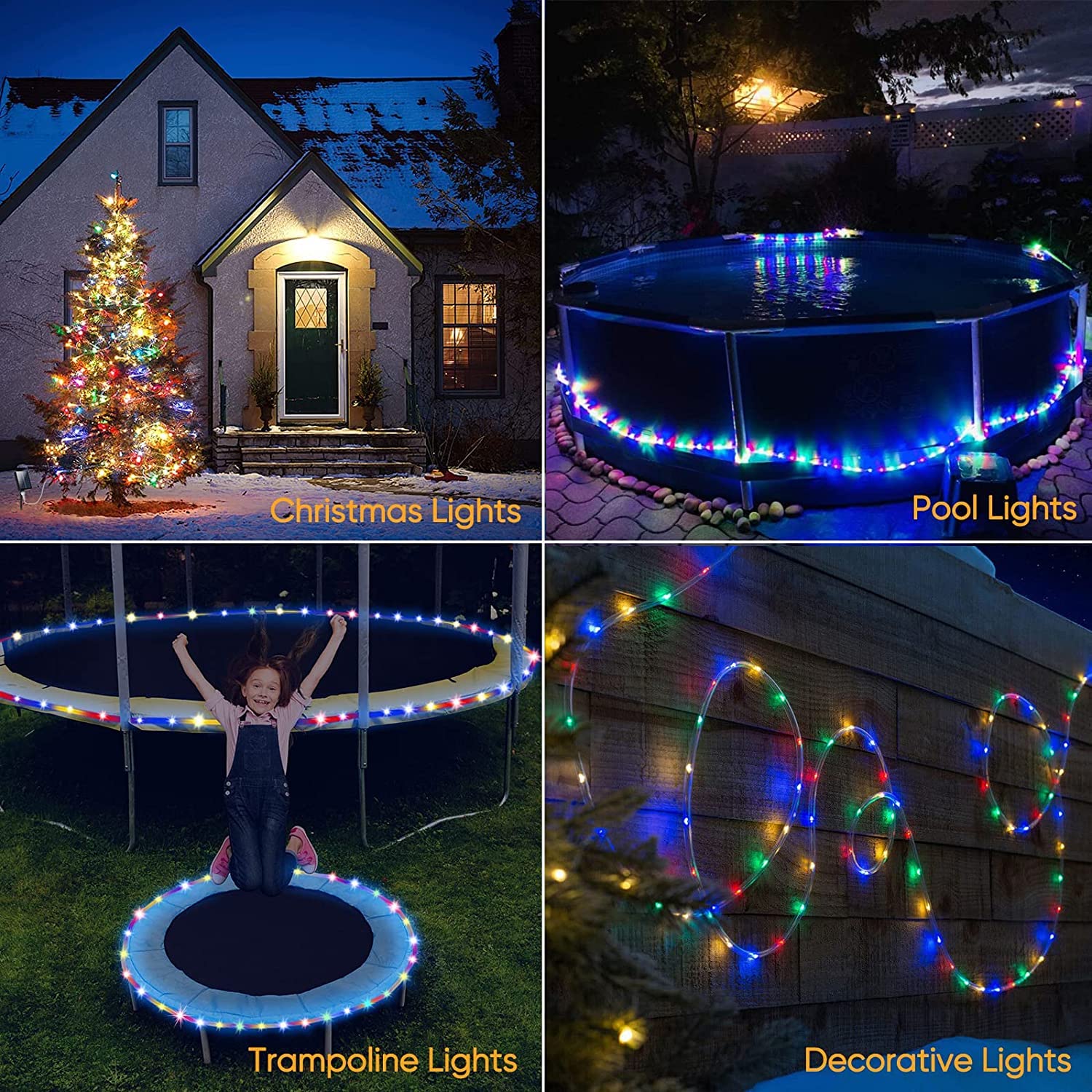 Lairtpow 39Ft Solar Rope Lights, Ip65 Waterproof Led Fairy String Lights For Outdoor Party Decor