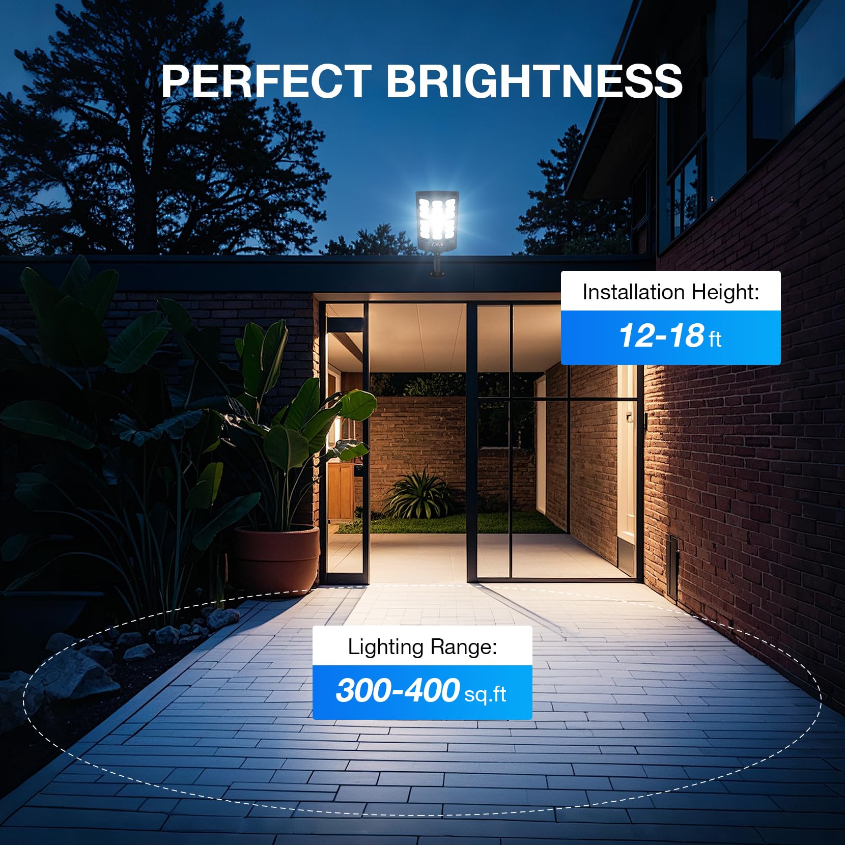 VowelsOne Solar Street Lights - 20000LM LED with Remote, Motion Sensor, 2Pack, Black, Model T4-2P for Outdoor Use