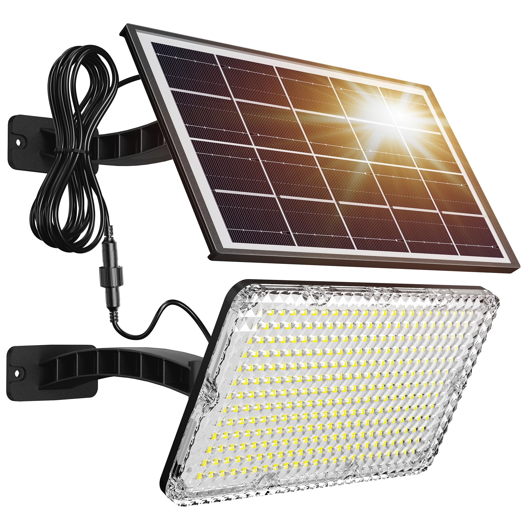 JACKYLED Solar Flood Light 1000 Lumens IP65 Waterproof 4000mAh Battery Black Model JACKYLED341