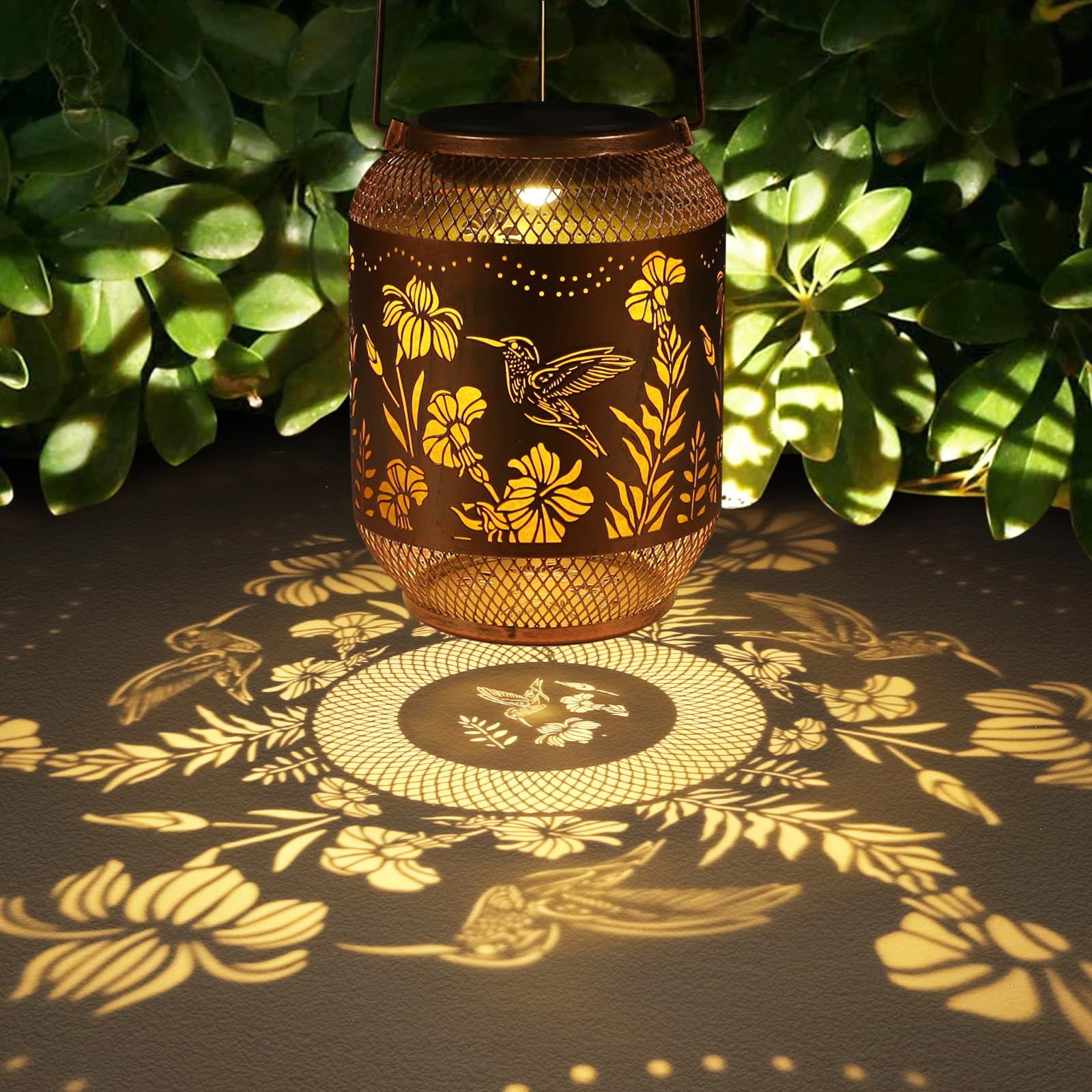 2 Pack Solar Lanterns Outdoor, Birthdays Gifts For Women Mom Grandma, Metal Waterproof Hanging Hollow Out Garden Decorative Sola