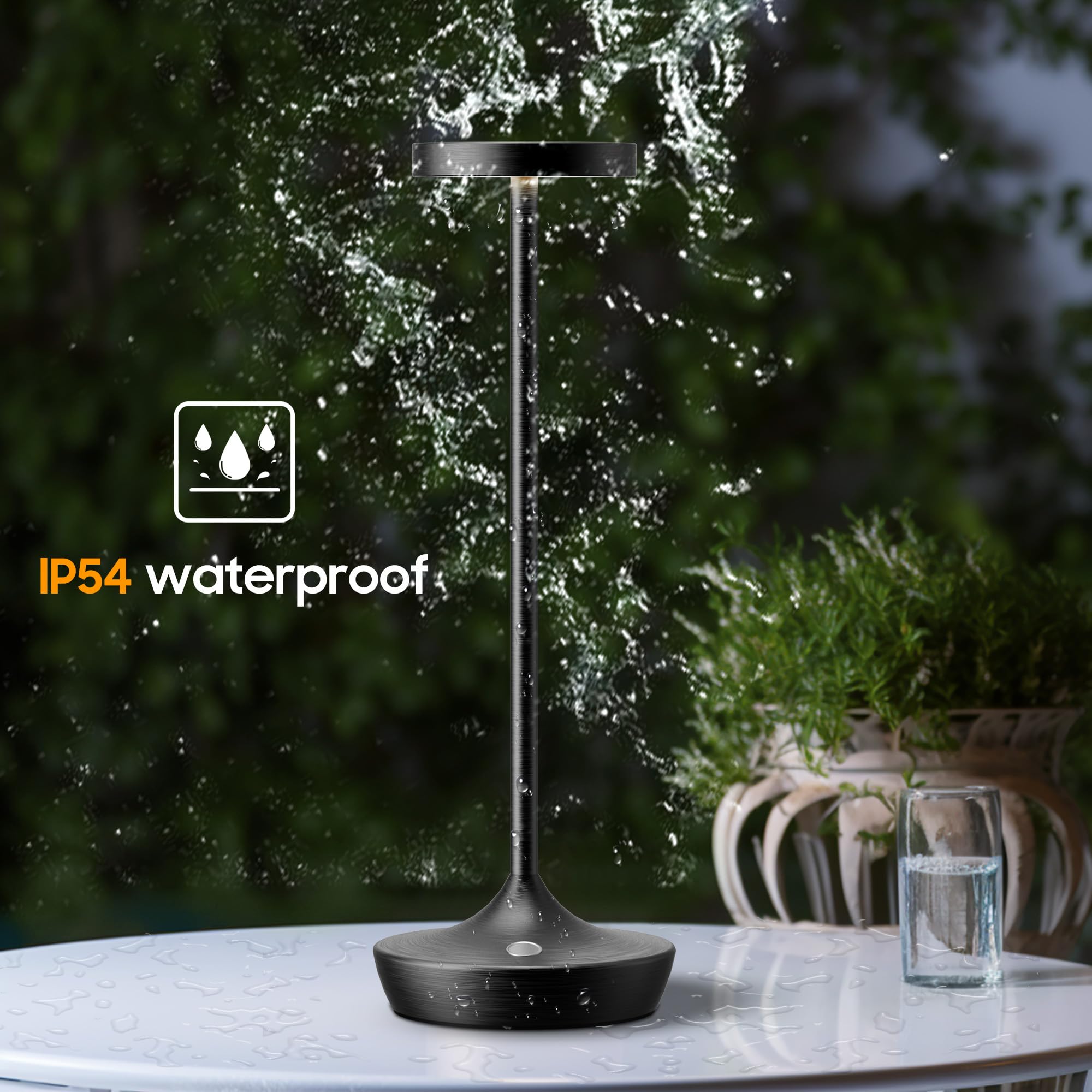 Sikevht Cordless Led Table Lamp - Rechargeable, Waterproof, 3-Color Dimming, Bronze