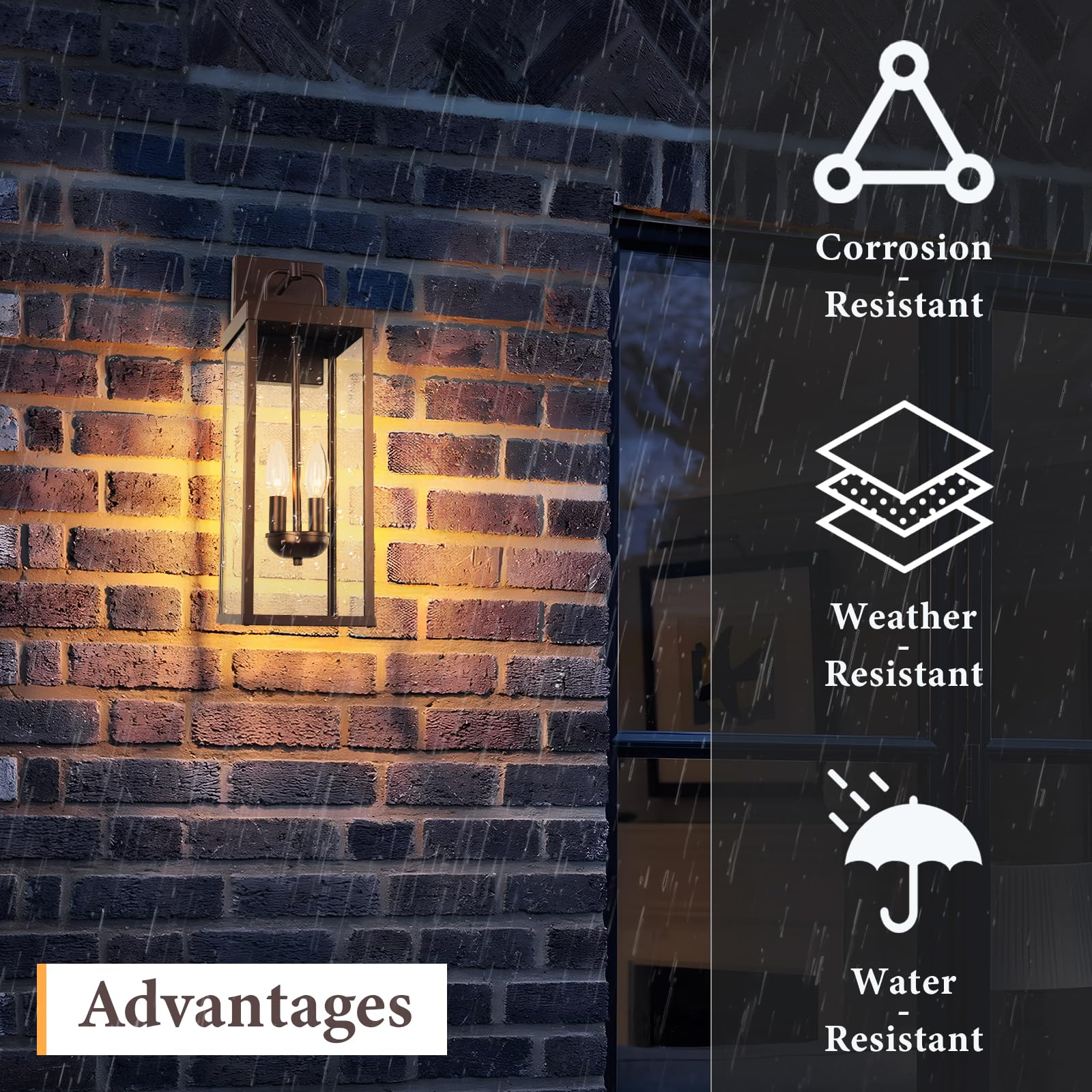 Diyel Outdoor Wall Sconce Light, 20 Inch Tall Transitional Exterior Wall Bracket Lighting With Clear Glass, Anti-Rust Powder Coat Bronze Modern Outside Wall Lantern For Front Porch Doorway, Rz008M Orb