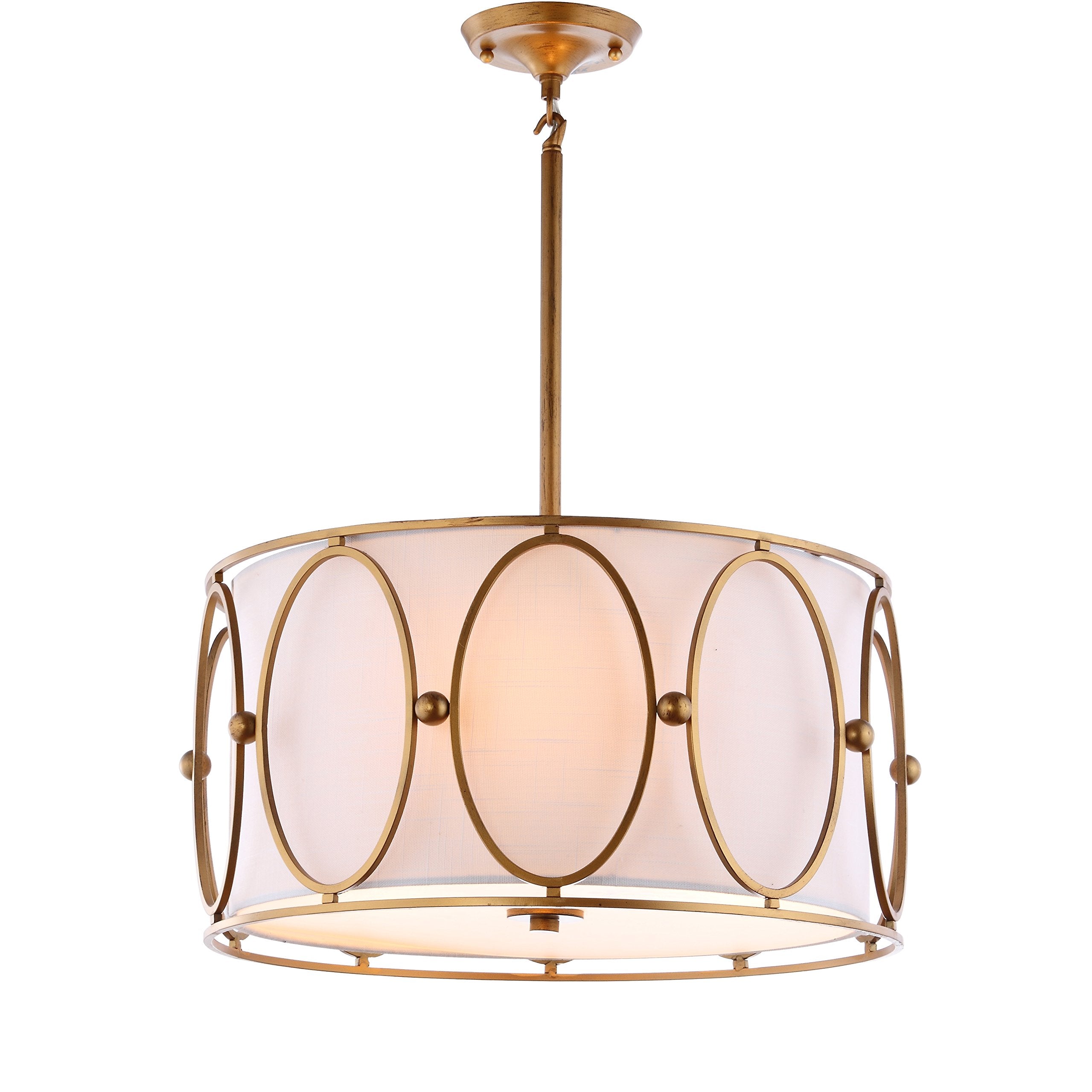 JONATHAN Y Violetta 3-Light LED Pendant, Metal, 19in, Gold, Model JYL9008A, Contemporary Design for Office and Home