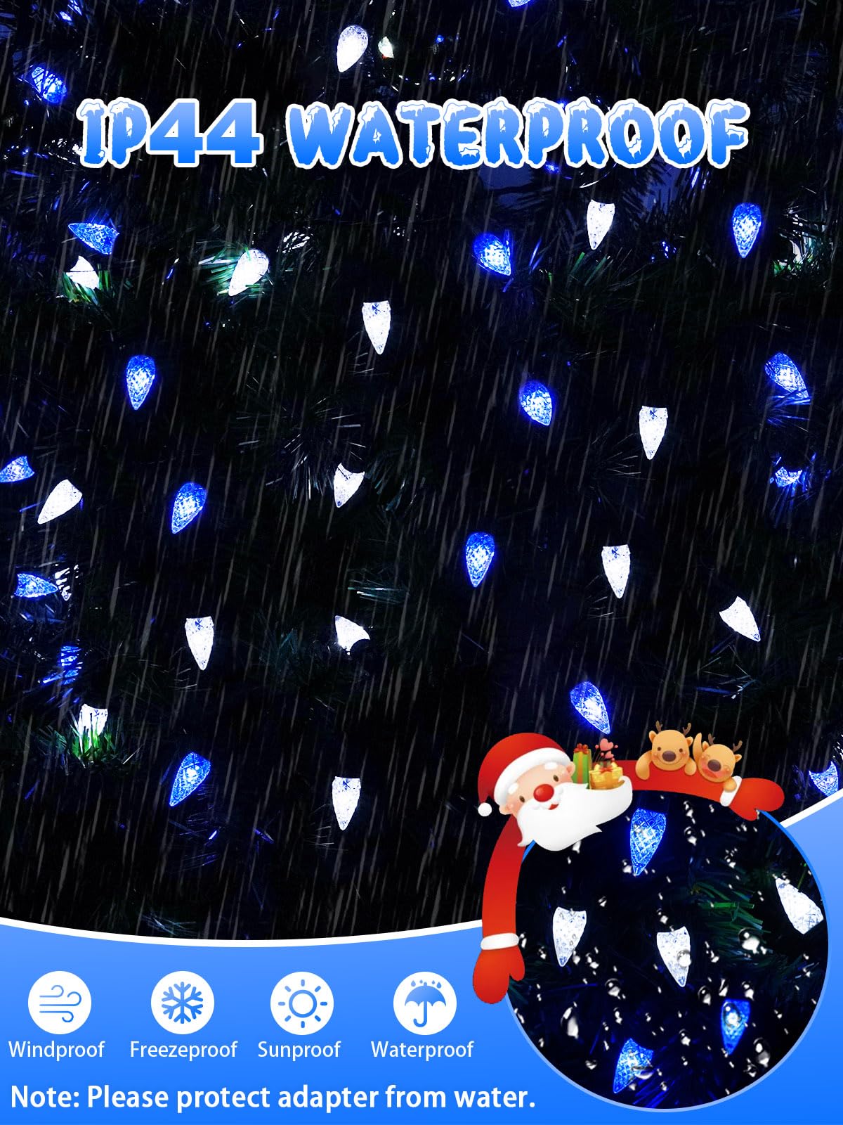 240 Led 78Ft C6 Christmas String Lights  Super Long Christmas Lights Outdoor Indoor With 13 Modes & Timer  Waterproof Fairy Twinkle Light Plug In For Tree Garden Party Xmas Decorations (White & Blue)