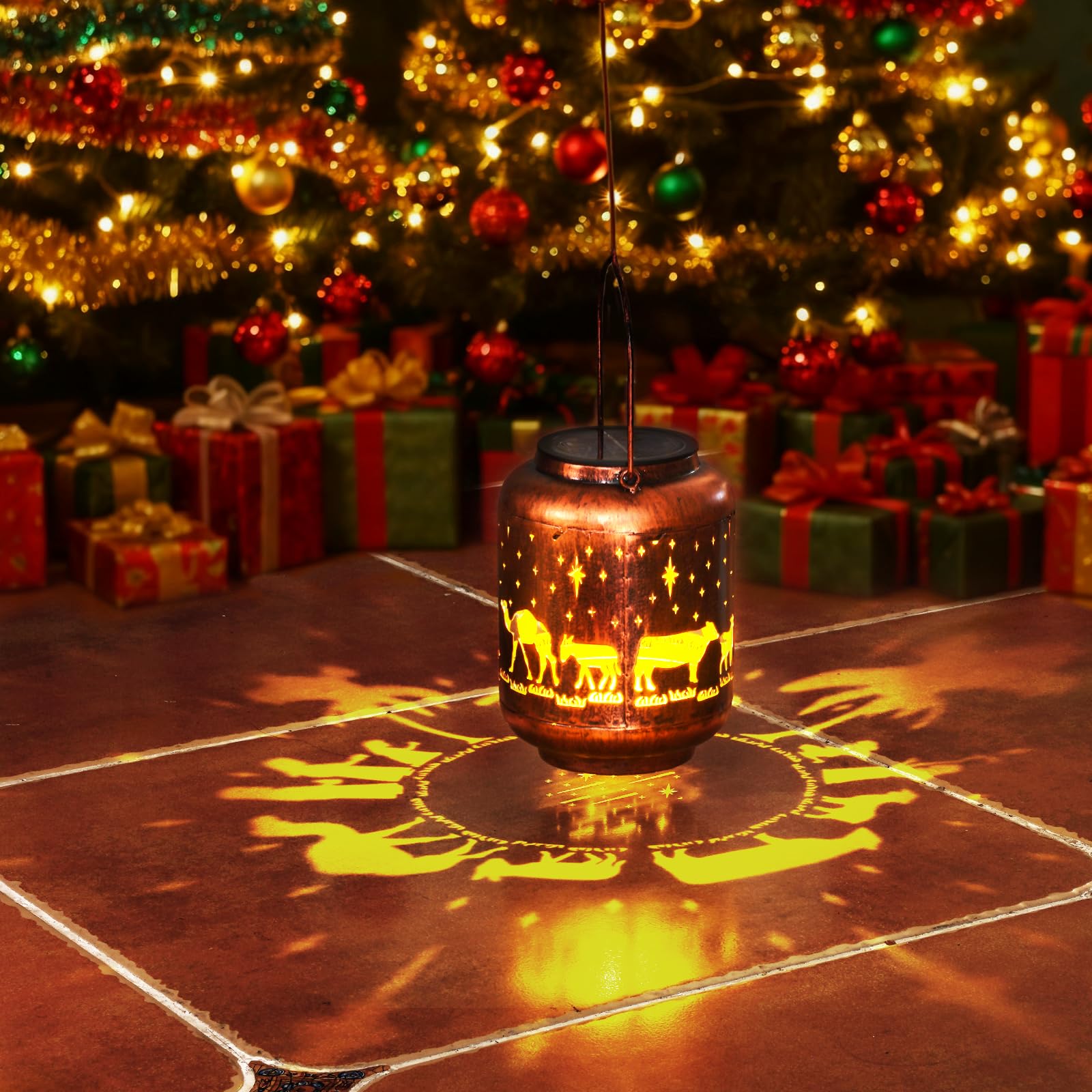 Homemory Christmaas Gifts For Women Mom Grandma  Solar Lanterns Christmas Nativity Scene Lights Outdoor Waterproof Garden Decor  Led Hanging Solar Lights For Yard  Patio  Porch