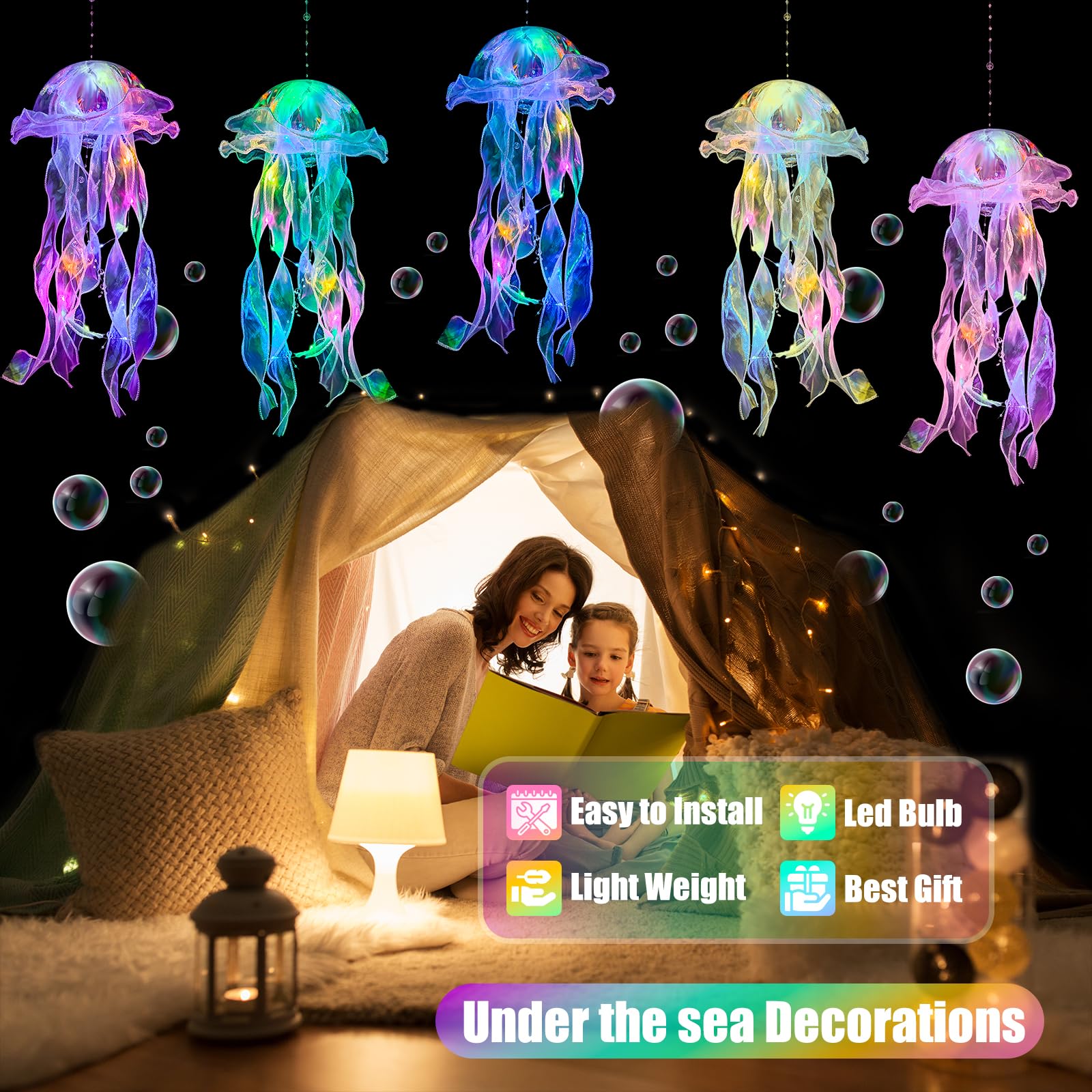 Jellyfish Decorations -10 Pcs Jellyfish Lanterns, Hanging Jelly Fish Decorations, For Mermaid Theme Party Under The Sea Party De