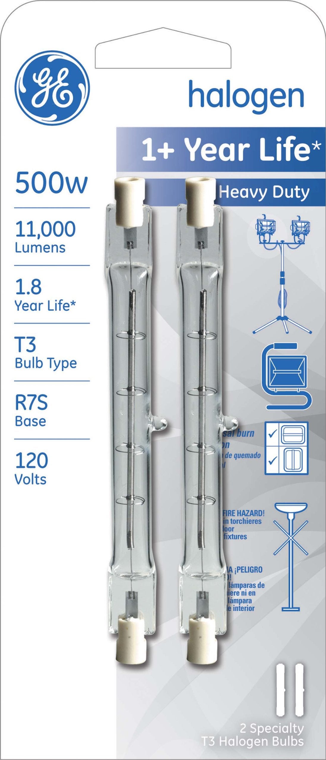 G E Lighting #97674 Ge 2Pk 500W Quartz Lamp