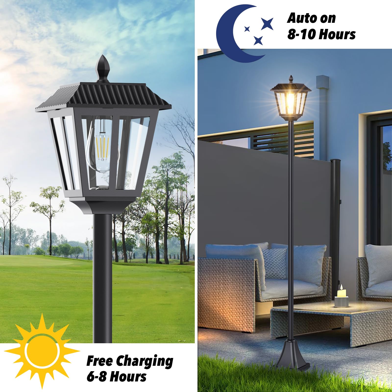 68'' Solar Lamp Post Light Outdoor - 3000K Warm White, Ip45 Waterproof Post Solar Lights Outdoor, Pole Lights Outdoor, Decorativ