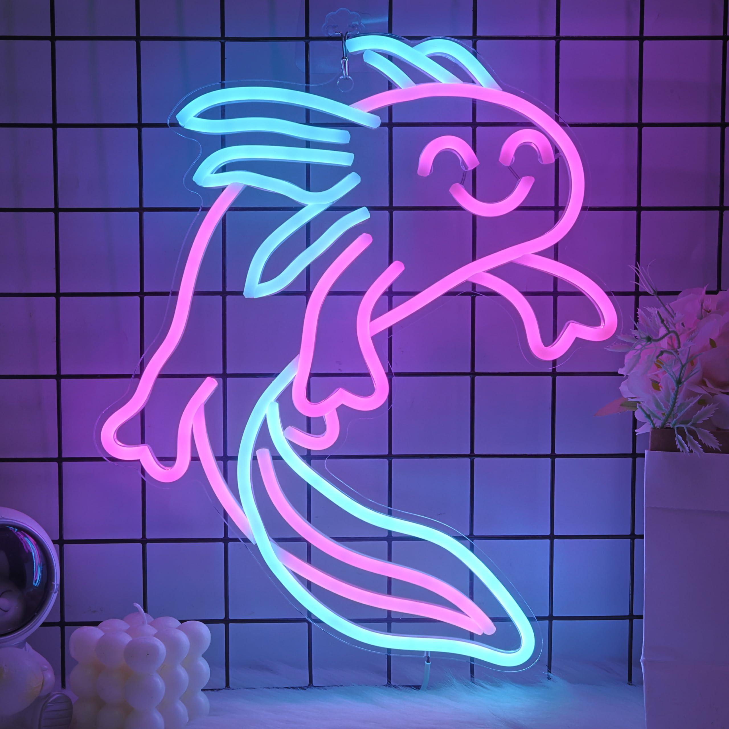 CoolGift Mart Enchanting Axolotl Neon Sign - Mesmerizing Wall Art for Home Decor & Ambiance | Unique Axolotl Light for Bedroom,