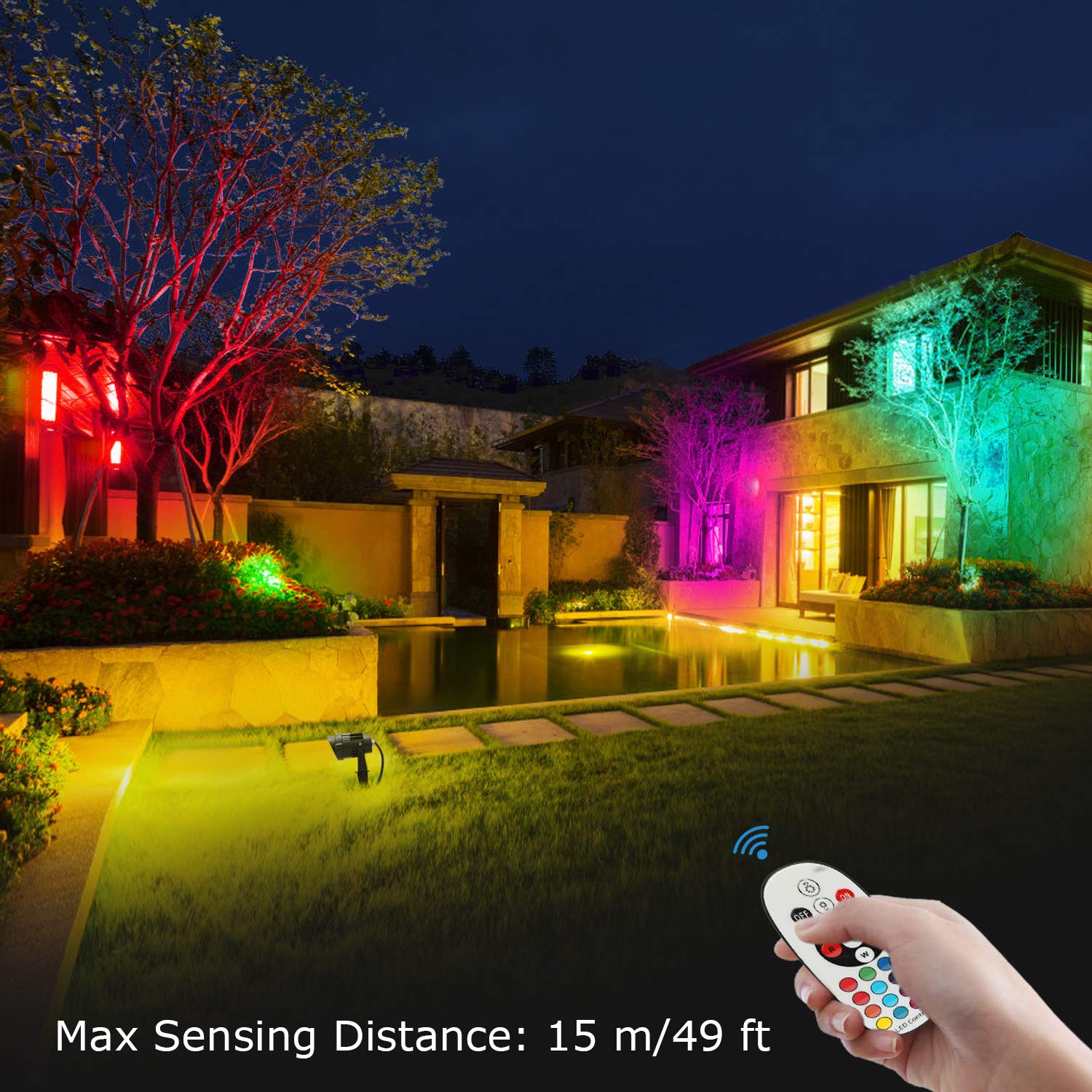 Sunvie Rgb Color Changing Christmas Spotlights - Waterproof 6W Landscape Lights With Remote, 2 Pack