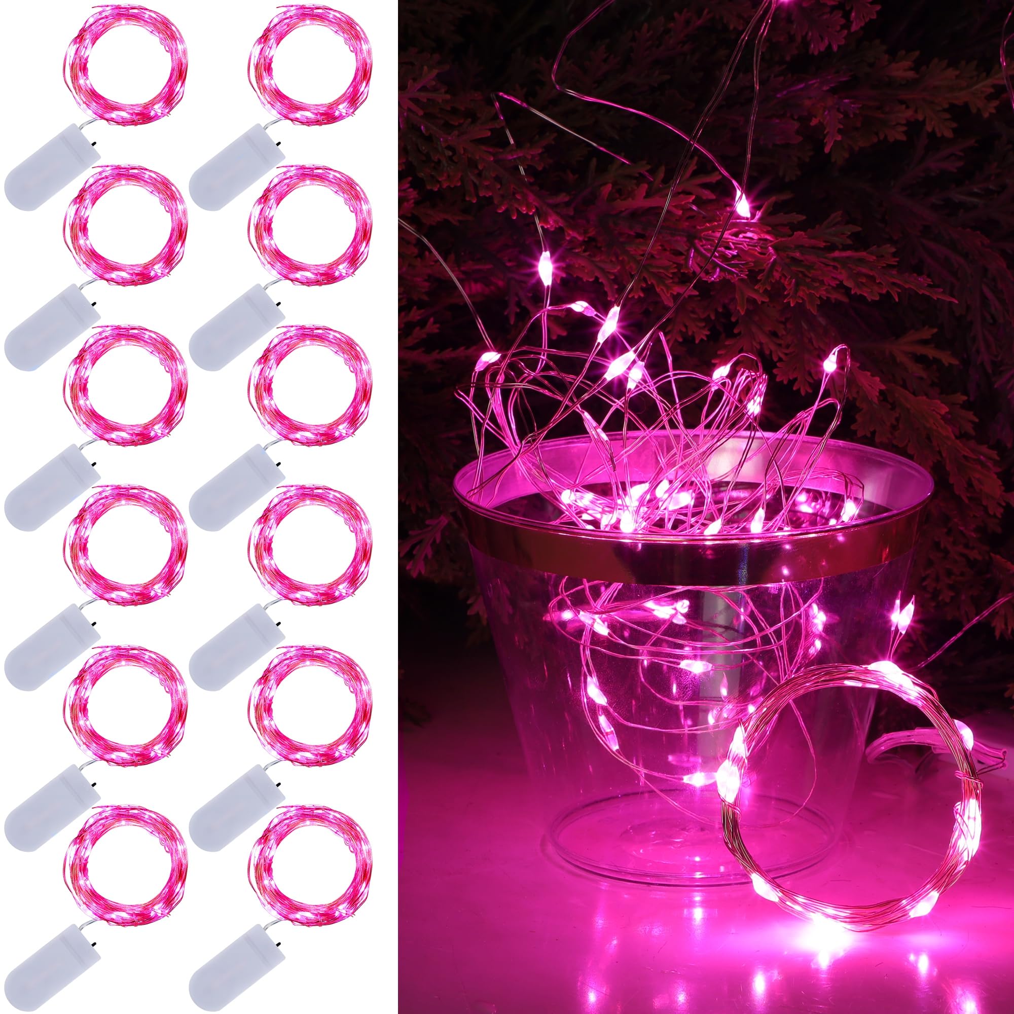 WATERGLIDE 12 Pack Christmas Fairy Lights Battery Operated (Included), 7 ft 20 LED Mini String Lights, Waterproof Silver Wire Fi