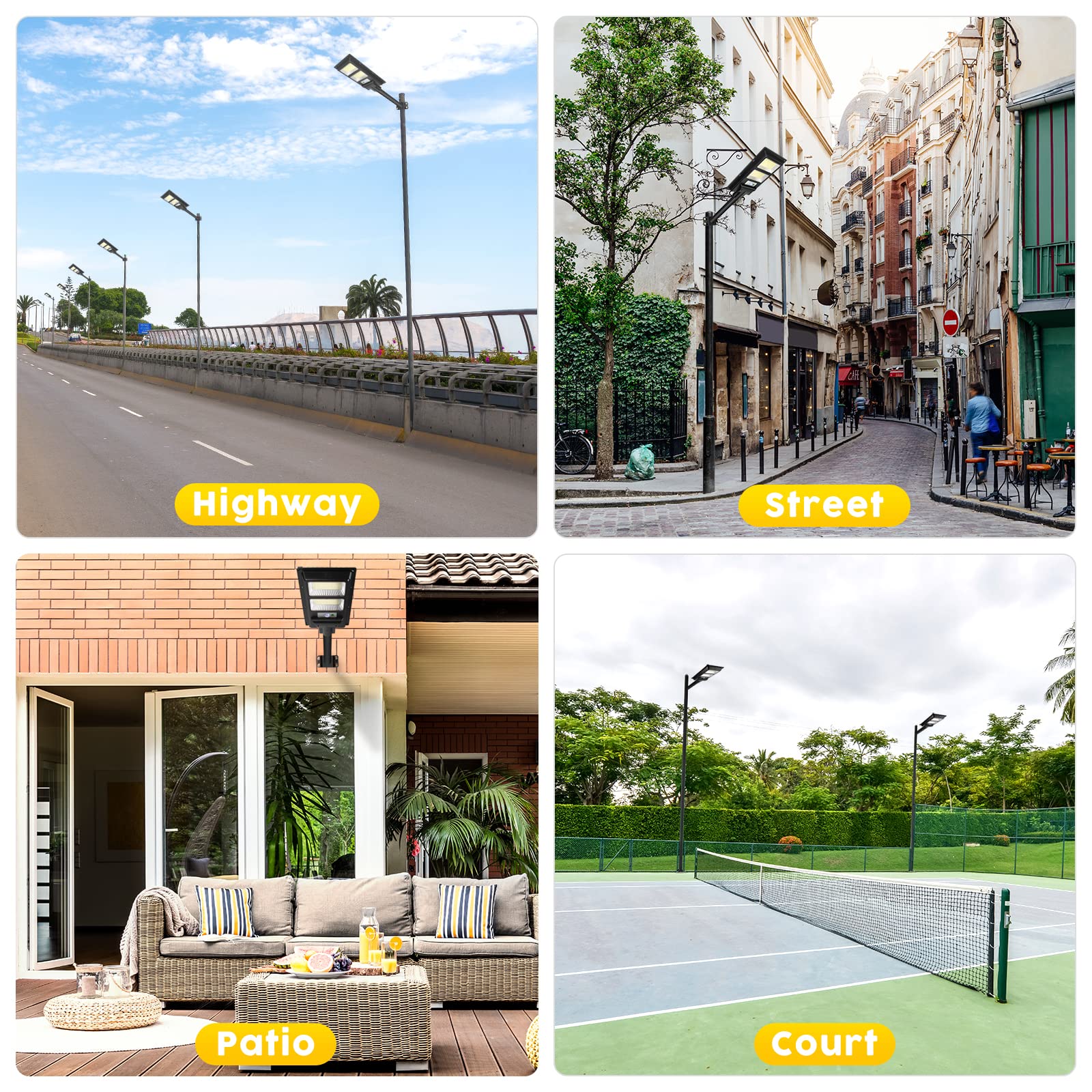 Wstan 6000LM 200W Solar Street Light Outdoor, 568LED Super Bright Solar Flood Lights, with Light Control & PIR Motion Sensor, Du
