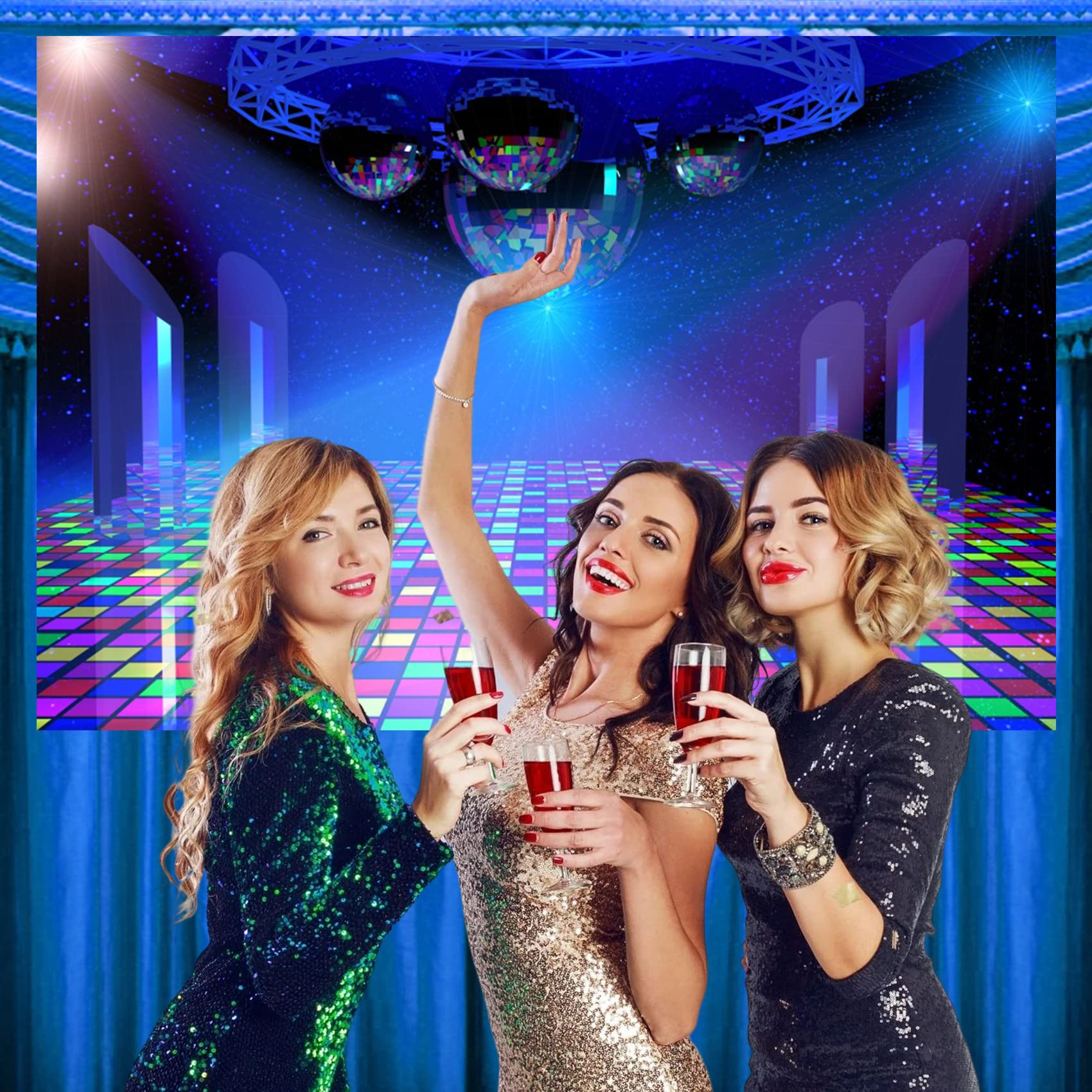 Csfoto 7X5Ft Discos Party Backdrop 80S Night Club Music Dance Concert Stage Birthday Party Background For Photography Discos Bal