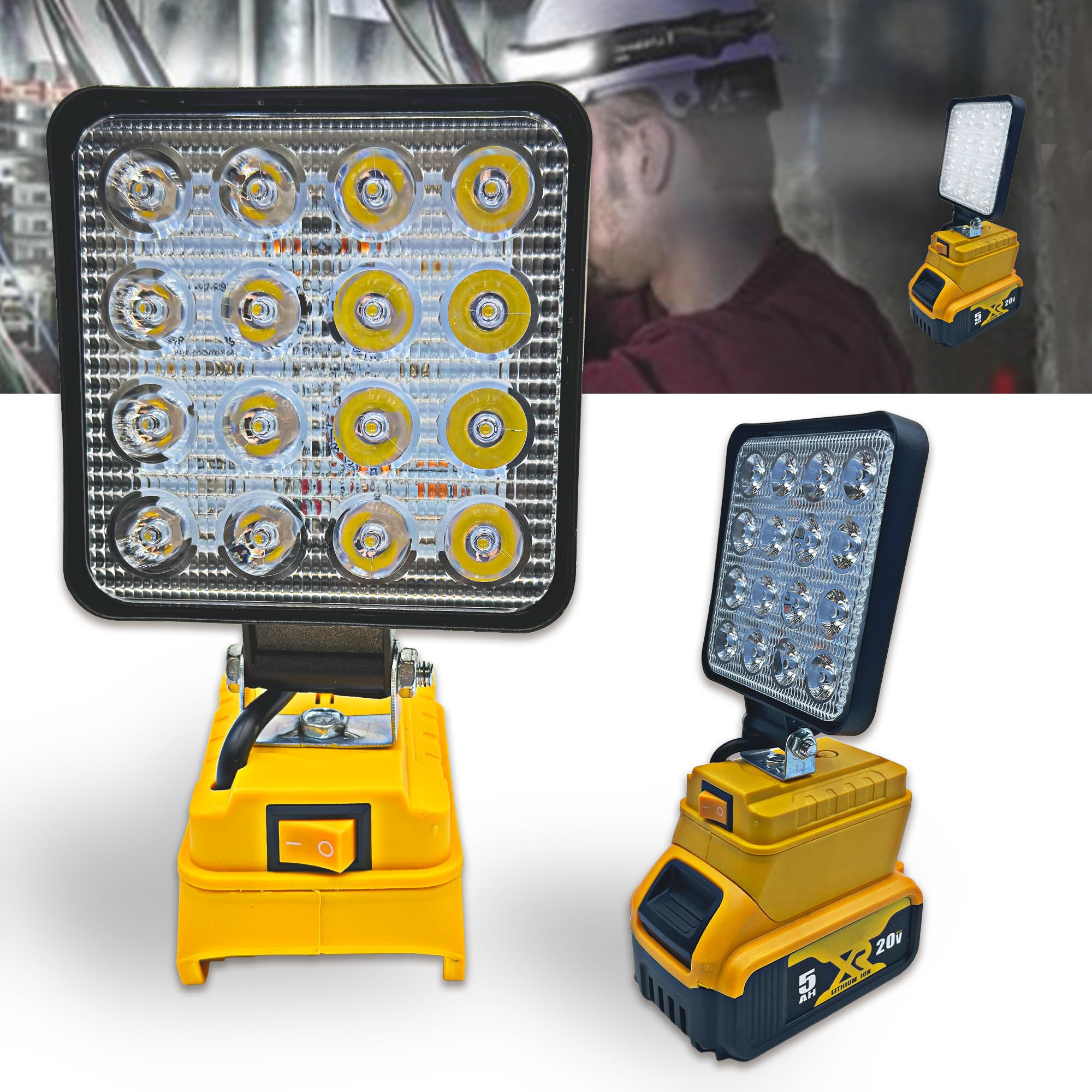 LED Work Light for DeWALT 20V/18V Battery,byczone 20v Work Light with Low Voltage Protection,USB Charging Port LED Work Light fo