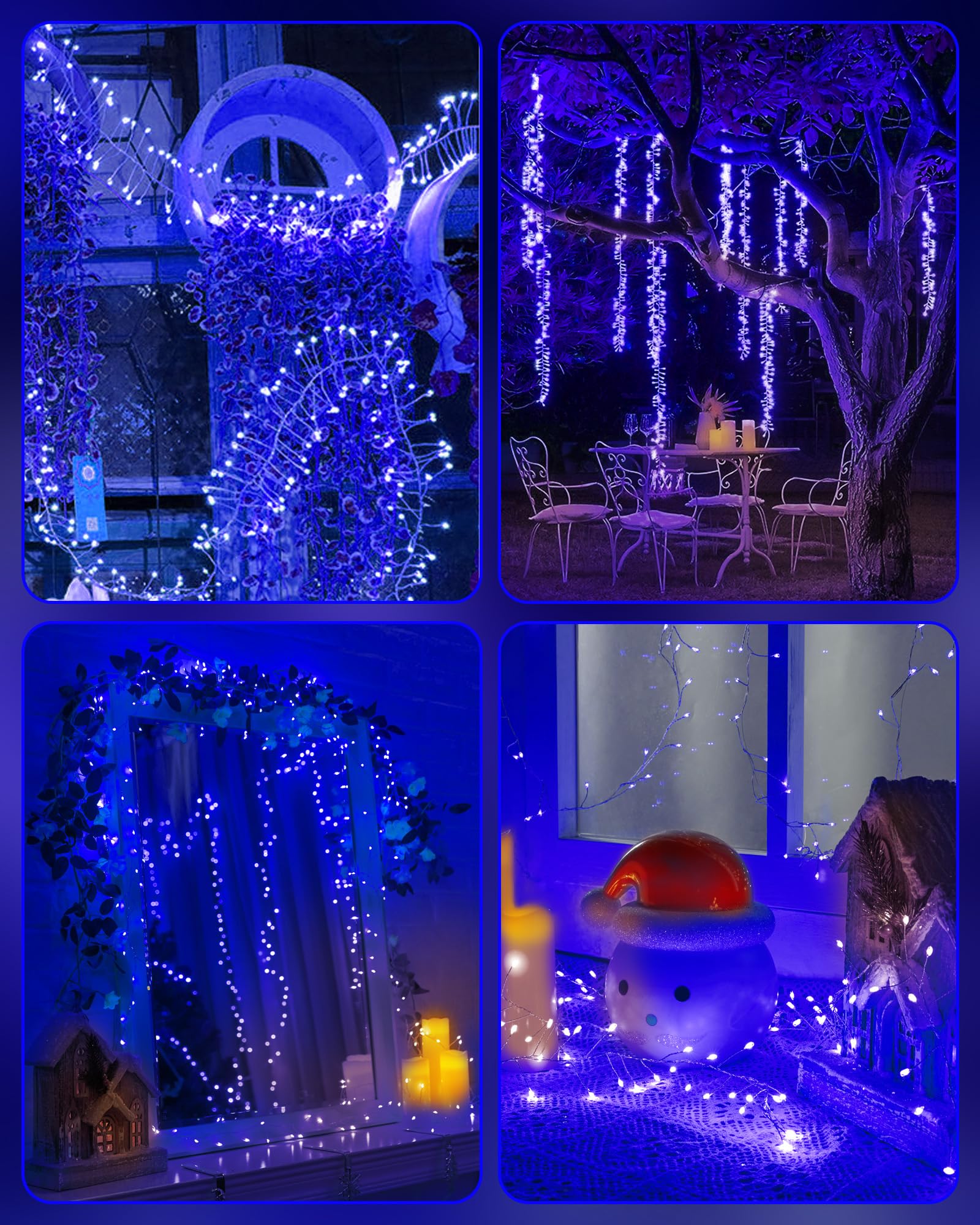 Fairy Lights Battery Operated, Twinkle String Lights Waterproof Silver Wire 5 Feet 60 Led Firecracker Starry Lights For Diy Wreath Home Wedding Party Bedroom Mason Jar Holiday Christmas, Blue