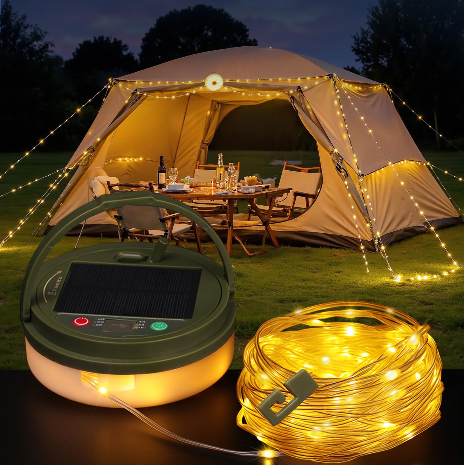 ooLALoo Fairy Lights Battery Operated, 33FT 100LED Quick Storage Twinkle Light with Timer & 9 Modes, Portable Camping String Lig