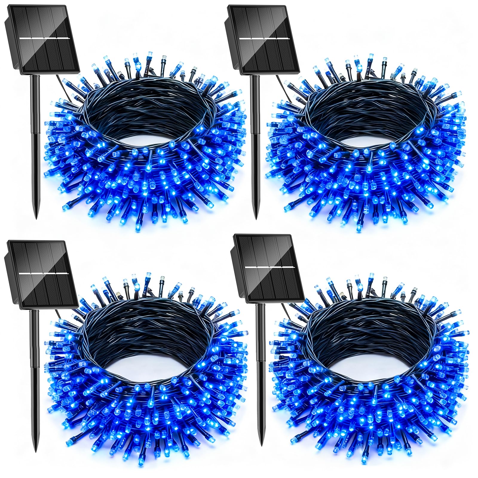 SOLARBABY 4 Pack Solar Christmas Lights Outdoor,Total 146Ft 400 LED Solar String Lights Outdoor with 8 Modes,Waterproof Blue Fai