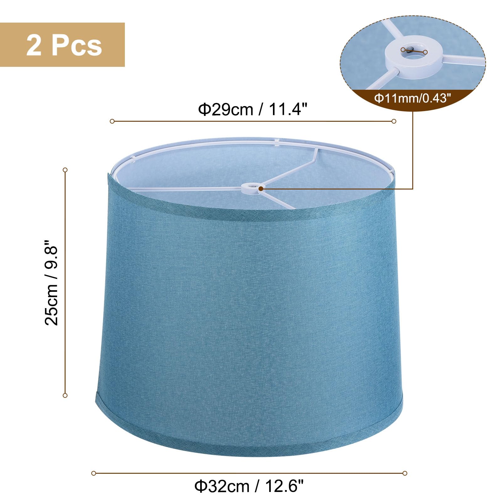 PATIKIL Table Lamp Shades Set of 2, Drum Design, 11.4in Top x 12.6in Bottom x 9.8in High, Blue, Easy Assembly, Model