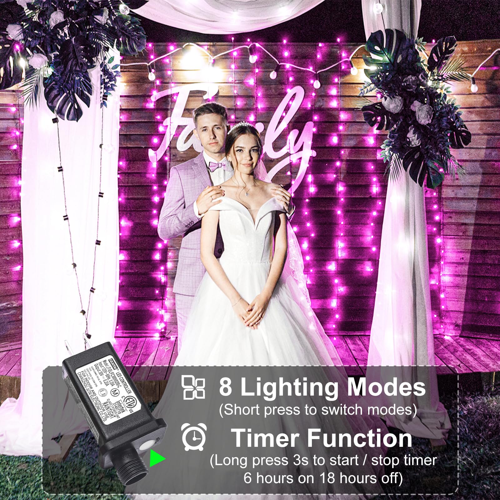 2 Pack Christmas Lights Outdoor, Total 200Ft 600 Led Christmas Tree Lights With 8 Modes Waterproof, Green Wire String Lights For