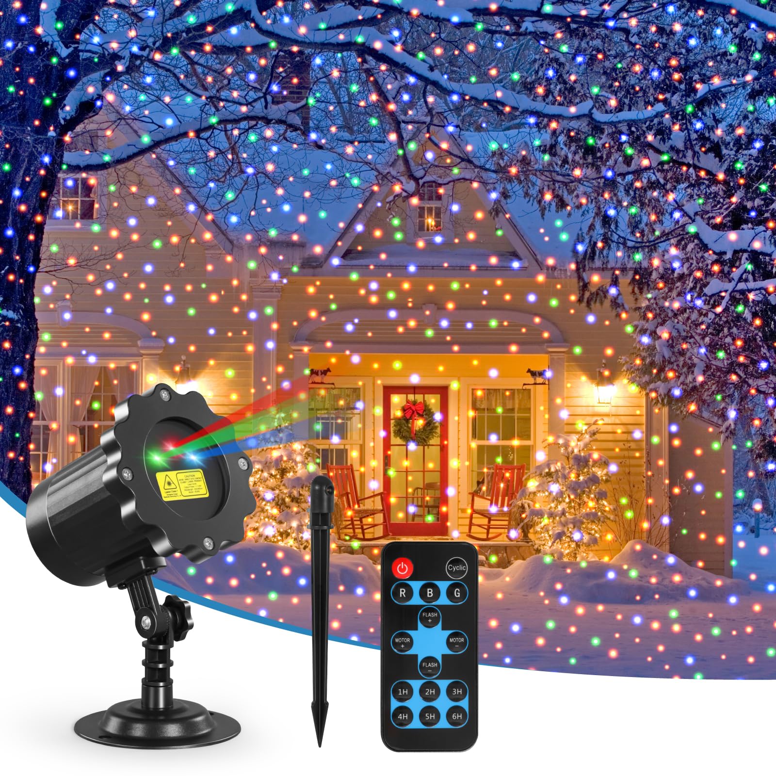 Avokadol Laser Christmas Lights,Laser Projector Outdoor,3 Colors Moving Starry Lights Show with Remote Control,Holiday Decoratio