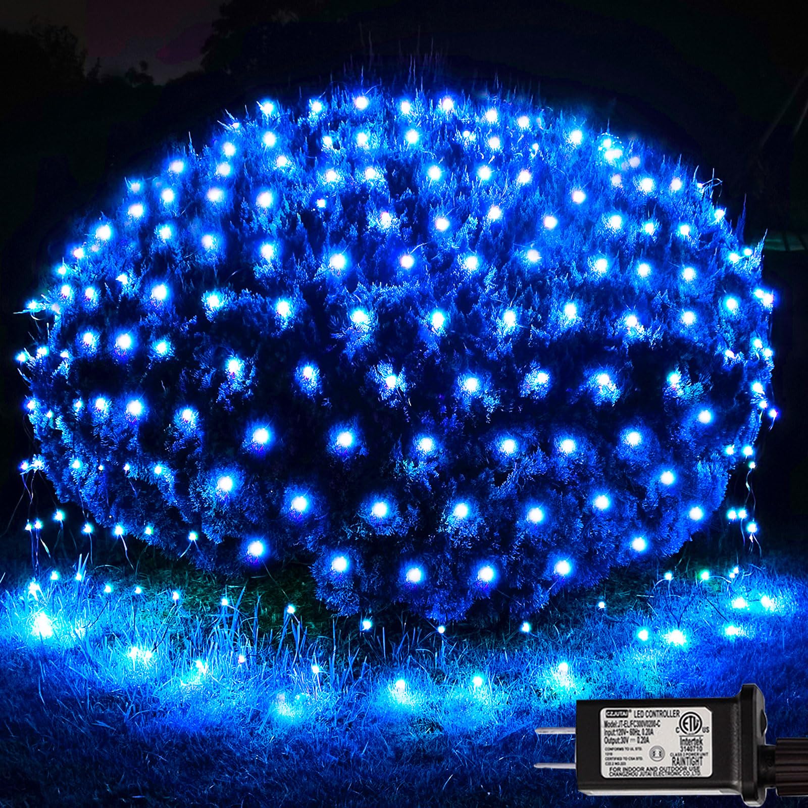 OYCBUZO 300LED Blue Net Lights,14.8ftx5ft 8 Modes Connectable Christmas Mesh Lights, Indoor and Outdoor Fairy String Lights Plug