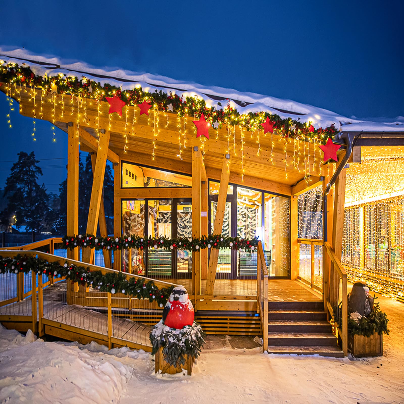 Vivideal Icicle Christmas Lights, 66ft 640 LED, Warm White, Waterproof, 8 Modes Timer, Indoor/Outdoor Holiday Decor