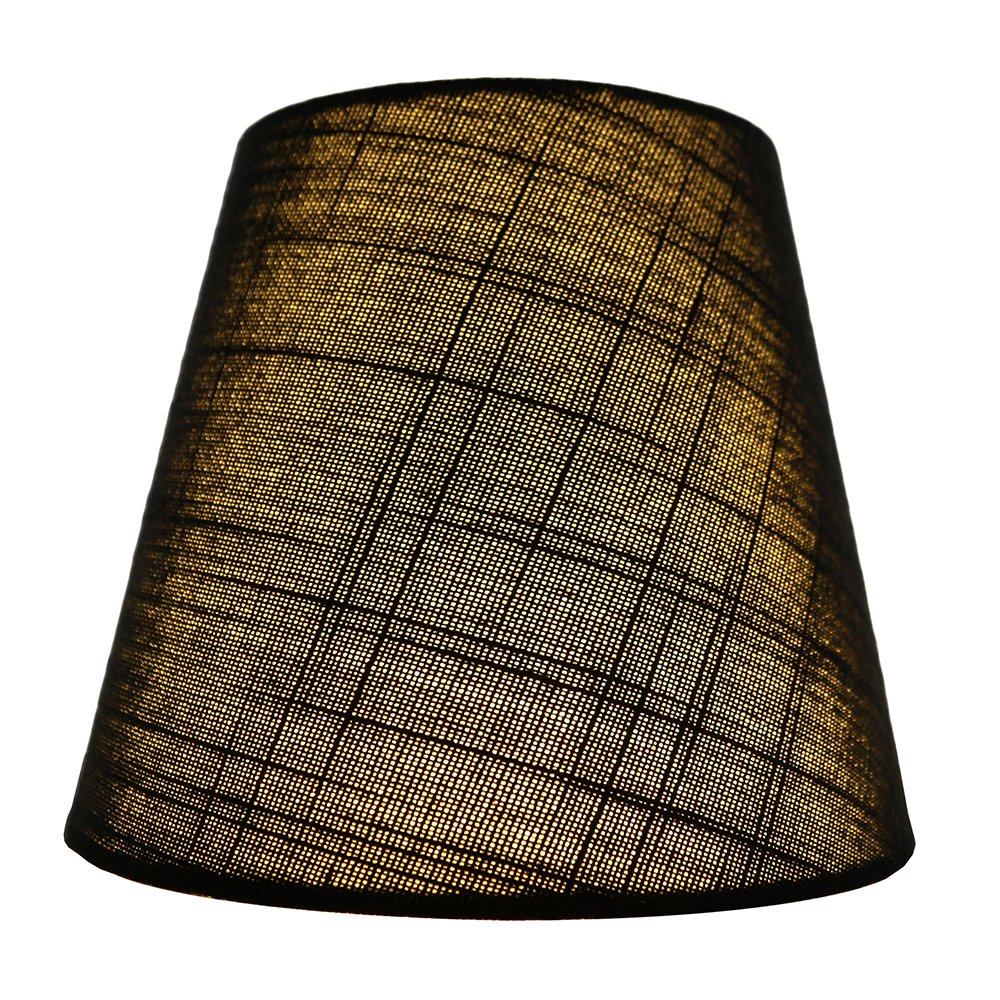 MERIVILLE Clip On Chandelier Lamp Shades Set of 5, Black Linen, 4-inch x 6-inch x 5-inch