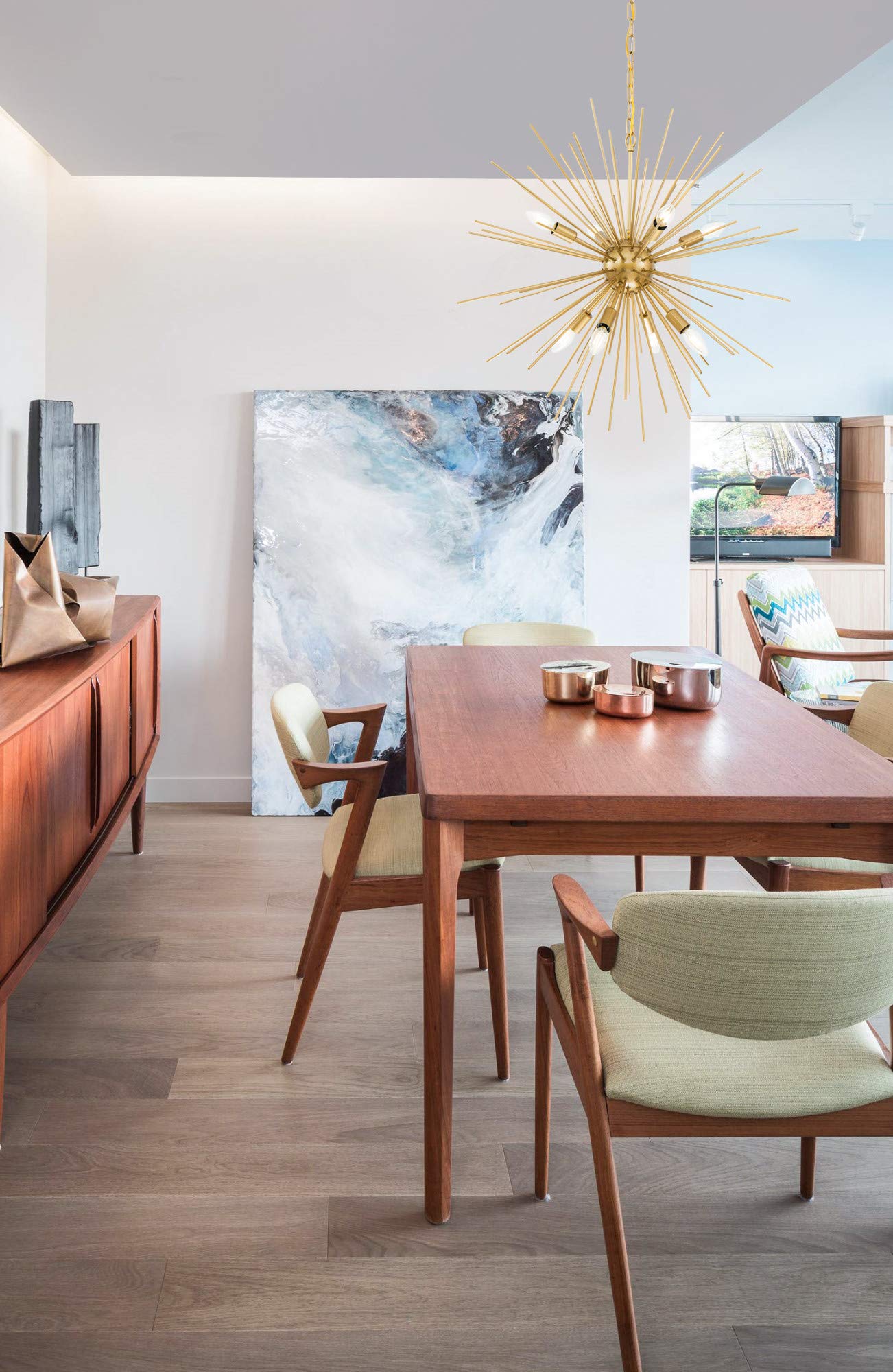 Living District Brass 8-Light Metal Pendant - Elegant Iron Lighting Fixture