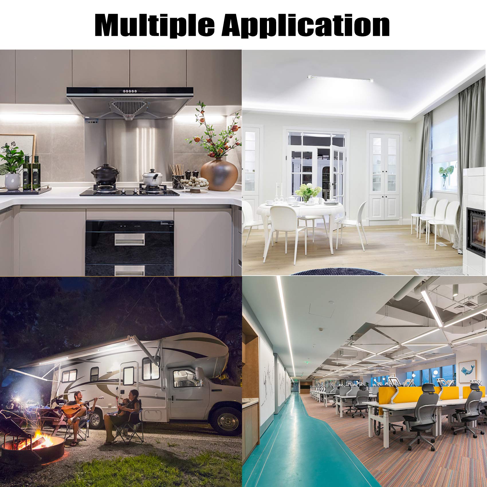 12V Led Interior Light Bar, Dc 12 Volt Led Strip Lights With Switch And Magnets, 6500K White Light For Enclosed Cargo Trailer Ca