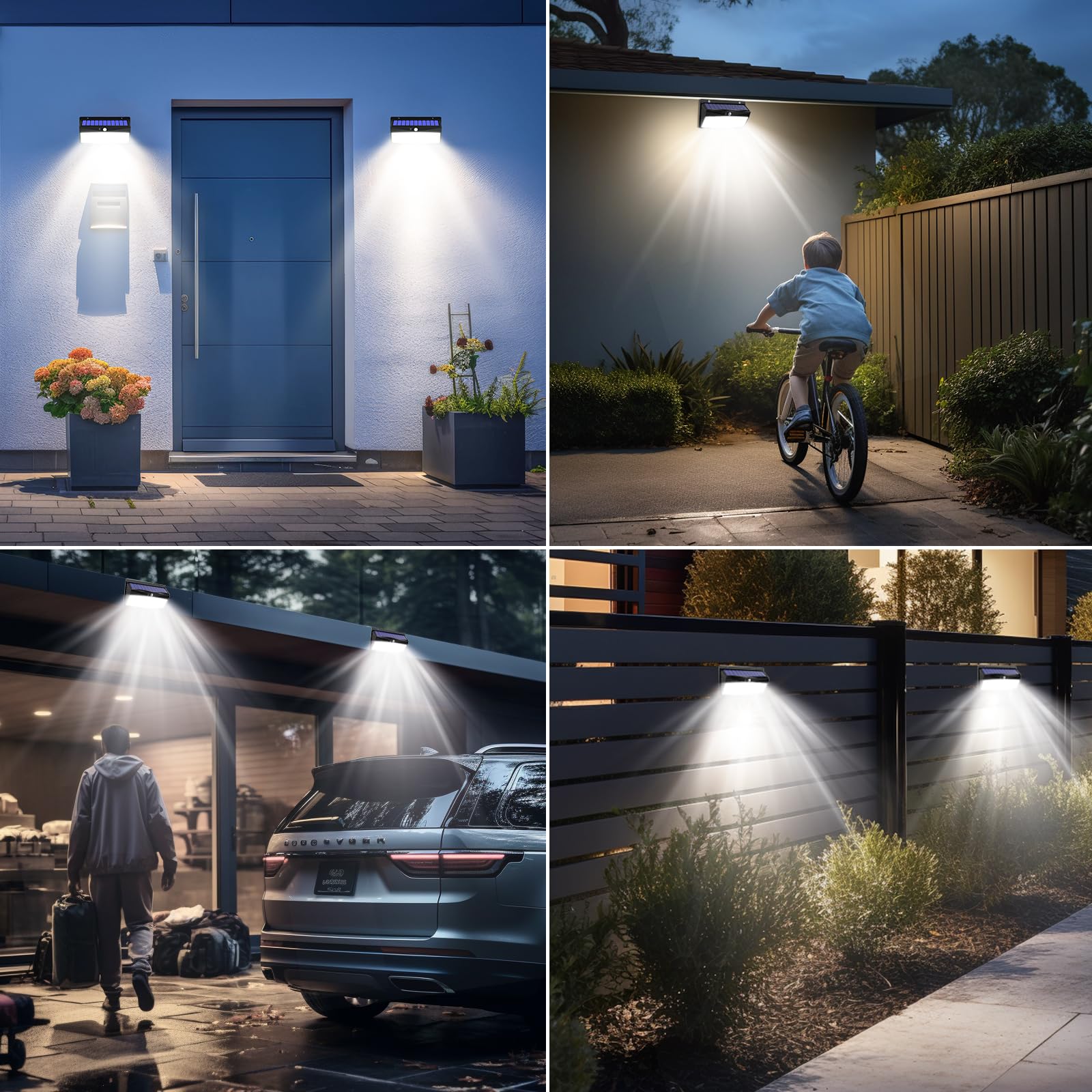 Peasur 6 Pack Solar Motion Sensor Lights - 3 Modes, Waterproof, Black, Outdoor Security for Yard, Garden, Garage