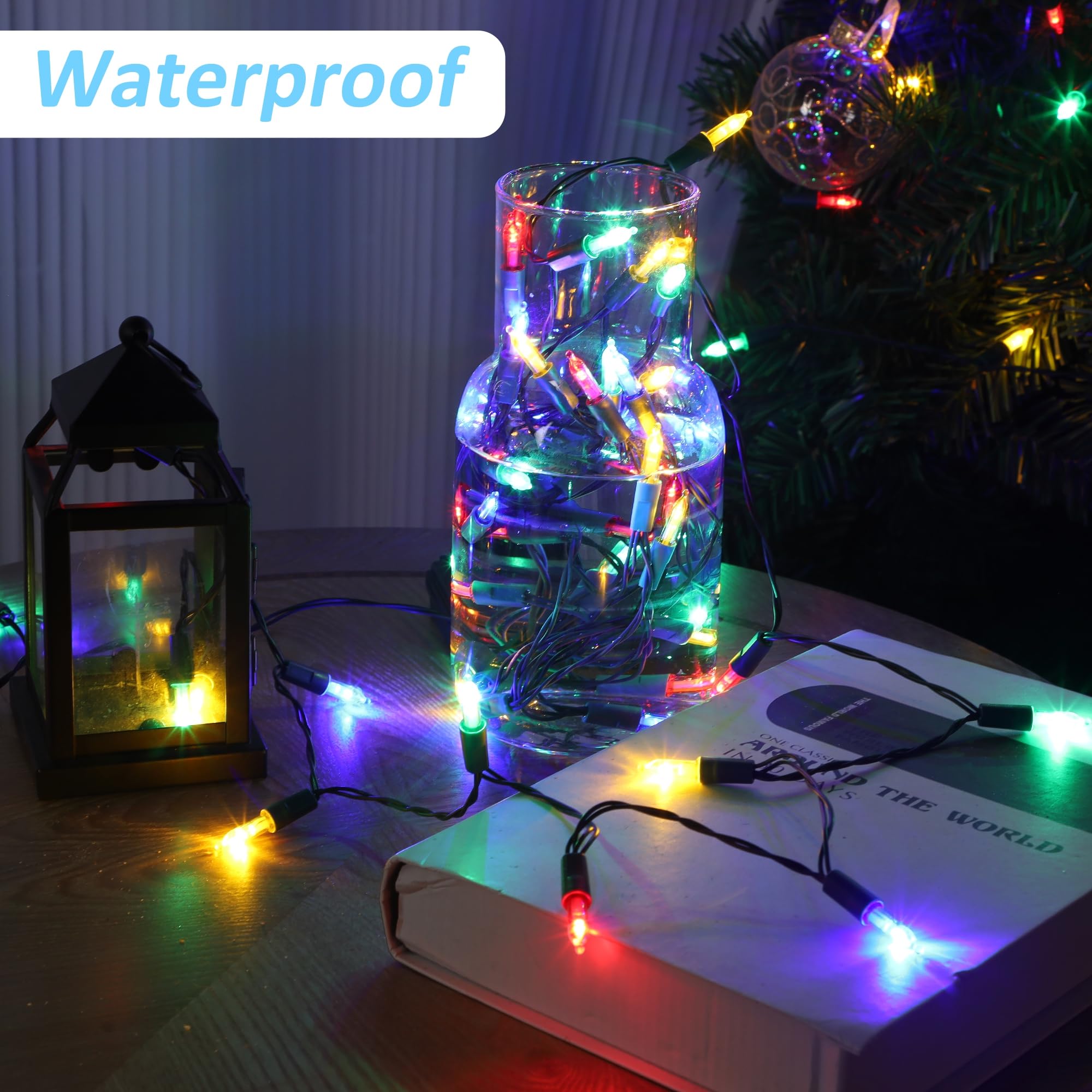 Blissun Christmas Lights, 50-Count Green Wire Light Set, Battery Operated Christmas Mini String Light With 8 Modes, 16 Ft Fairy