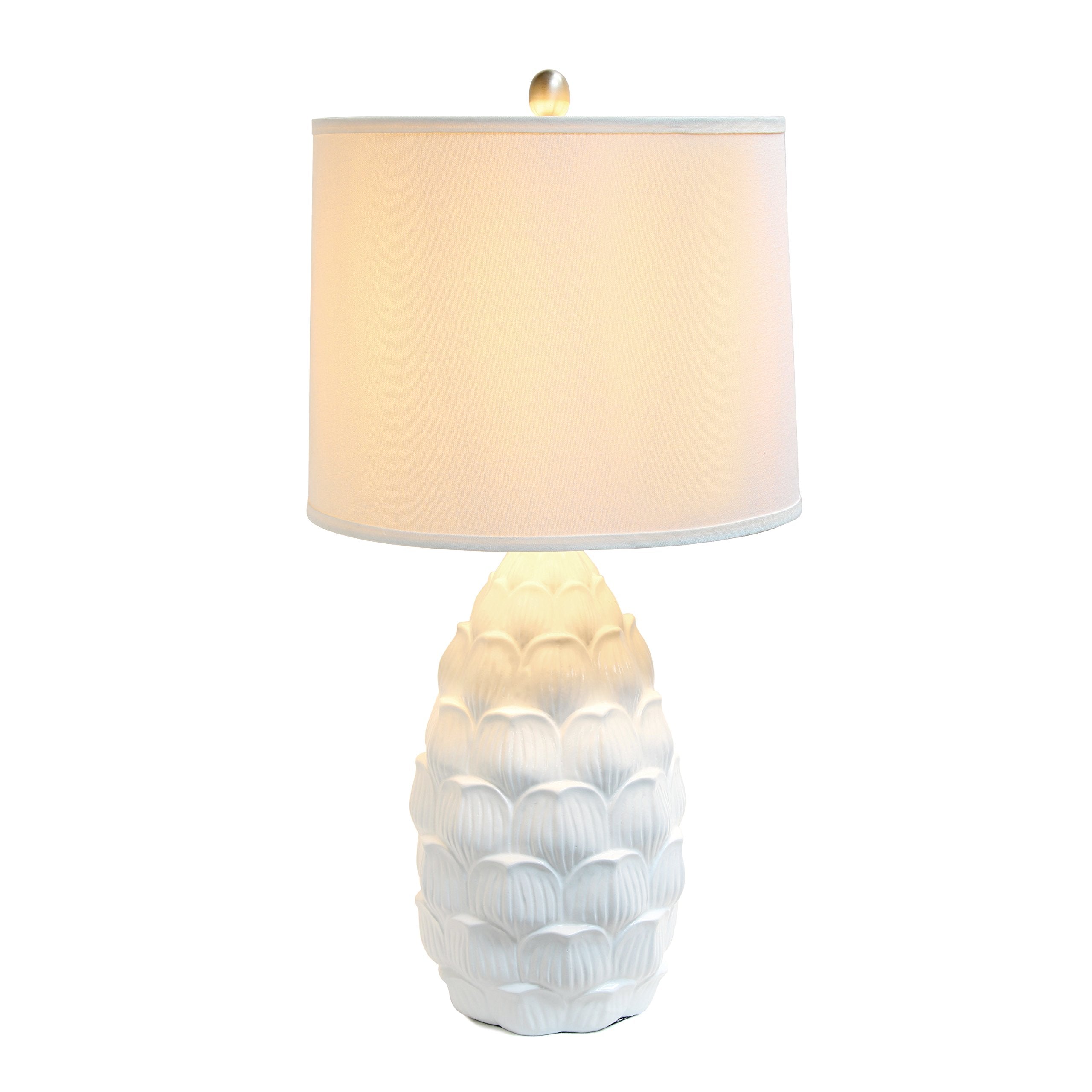 Elegant Designs Lt3215-Wht Resin Table Lamp With Fabric Shade, White