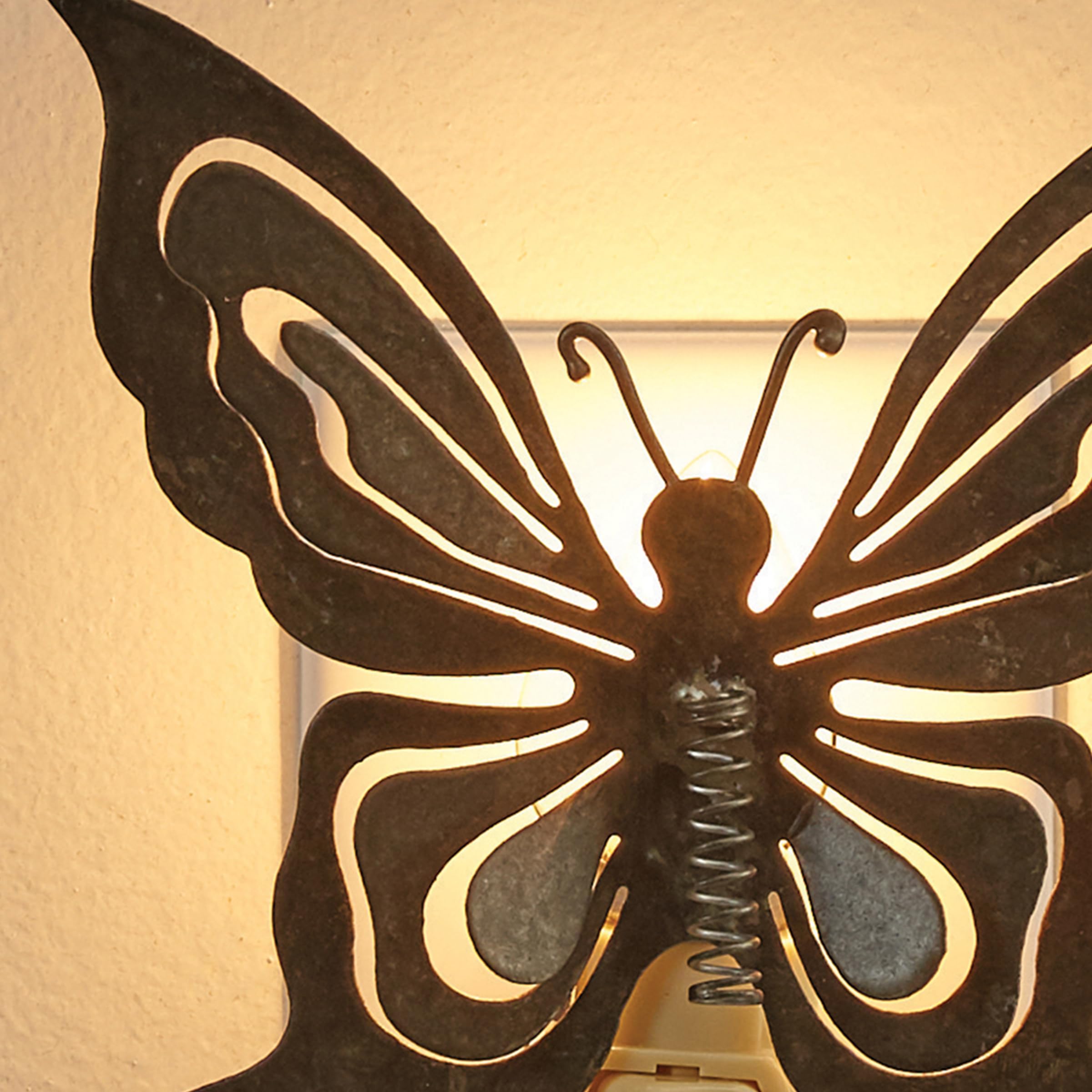 Park Designs Butterfly Night Light, Metal, 5.25inH x 5.25inW x 2inD, Model 25-089, Butterfly Color