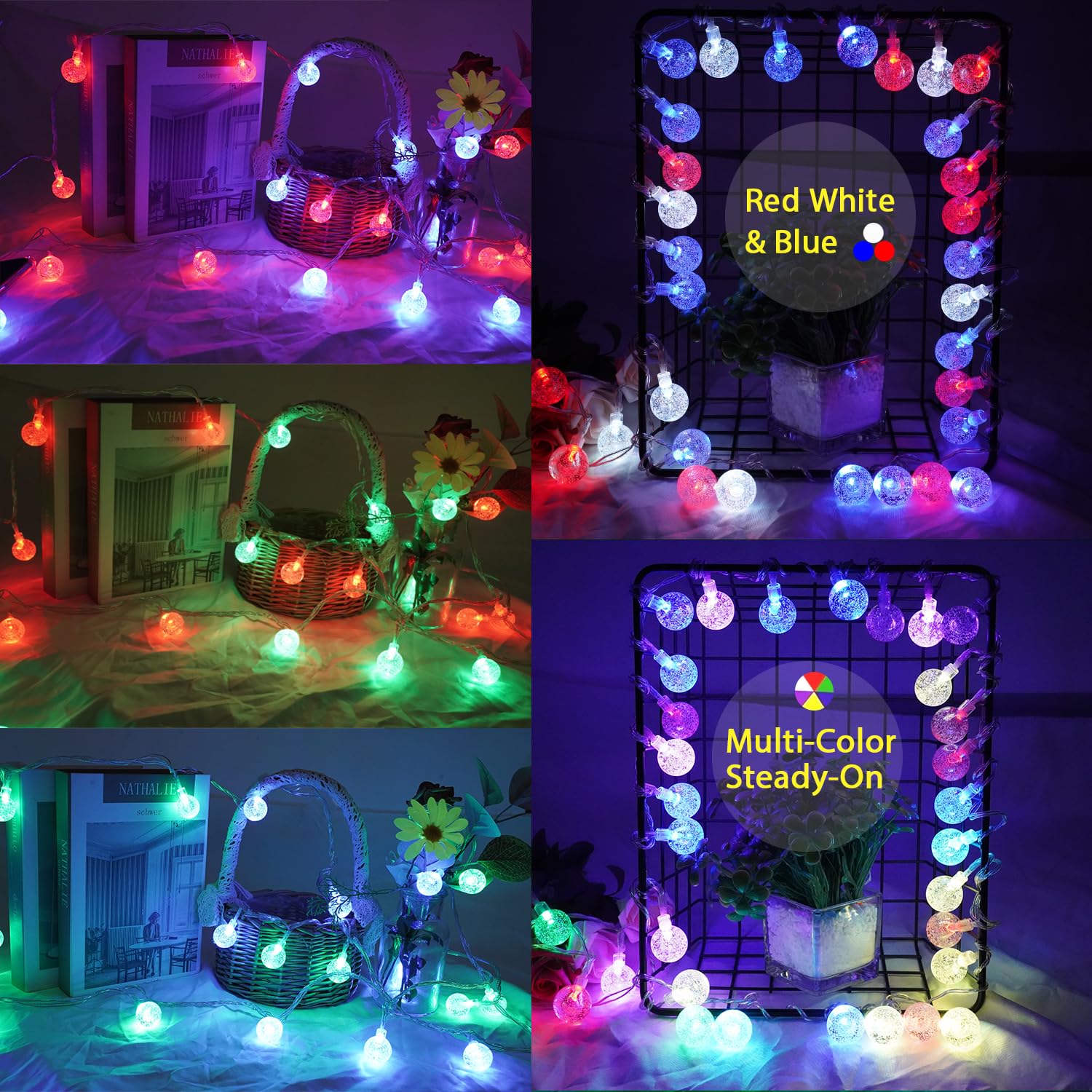 Omika 33Ft Battery Operated String Lights, 18 Colors +Warm White 60 Leds Battery Operated Christmas Lights, Indoor Outdoor Usb Powered Fairy String Lights For Xmas Bedroom Garden Patio Balcony Decor