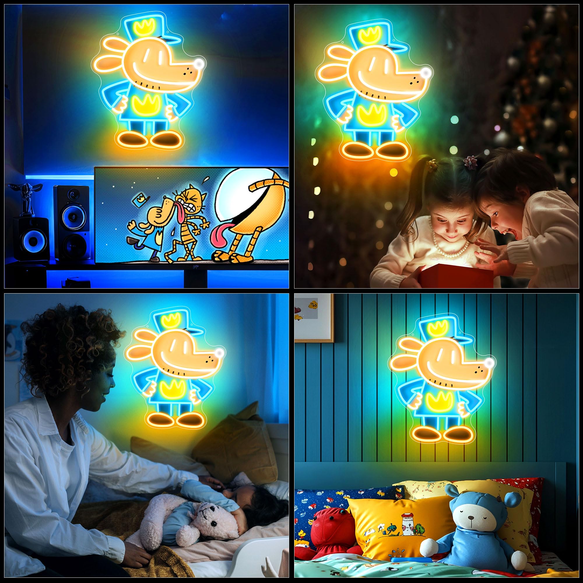 WMAT Dog Man Neon Sign - UV Printed LED Light for Wall Decor, 15 x 12.4 inches, WIKI-002, Perfect Gift for Fans & Kids' Rooms
