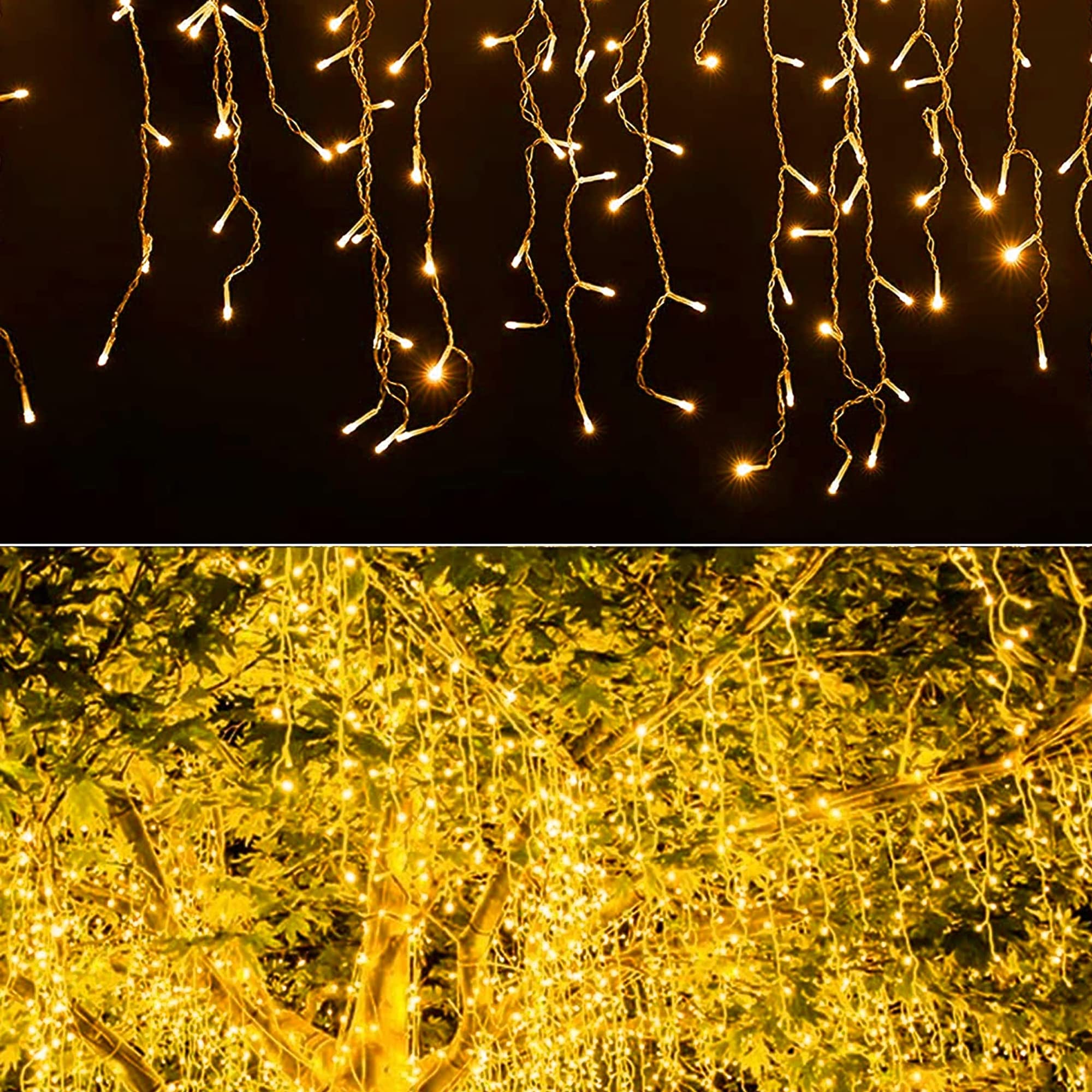 Dazzle Bright 360 Led Christmas Icicle Lights, 29.5 Ft 8 Modes Curtain Fairy Lights With 60 Drops, Connectable Xmas String Light