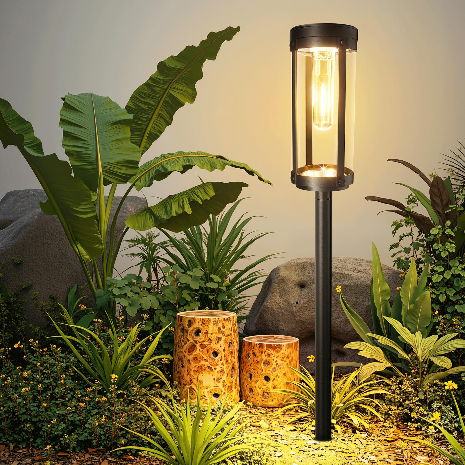 Bright Solar Pathway Lights Outdoor  2 Pack Upgraded Solar Powered Garden Lights Waterproof  Auto On/Off Solar Yard Light For Lawn Patio Walkway Driveway Landscape Lighting Decor (Warm White  2 Pack)