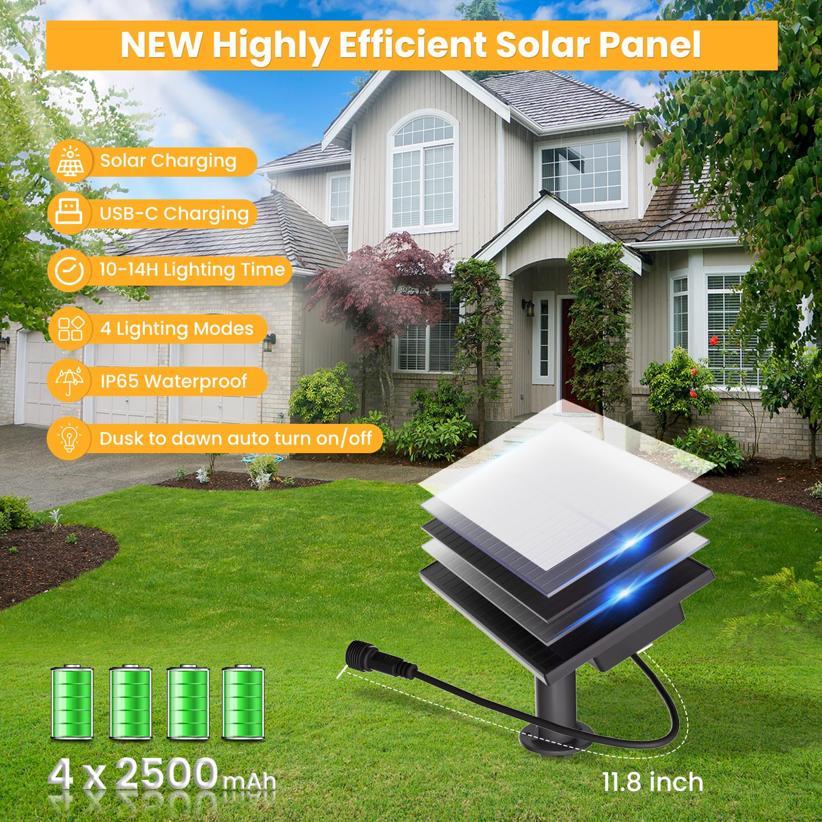 Zotoyi Solar String Lights Outdoor Waterproof Ip65 150Ft With Usb Port And 73+3 Shatterproof G40 Bulbs, Up To 8-12 Hours For Usi