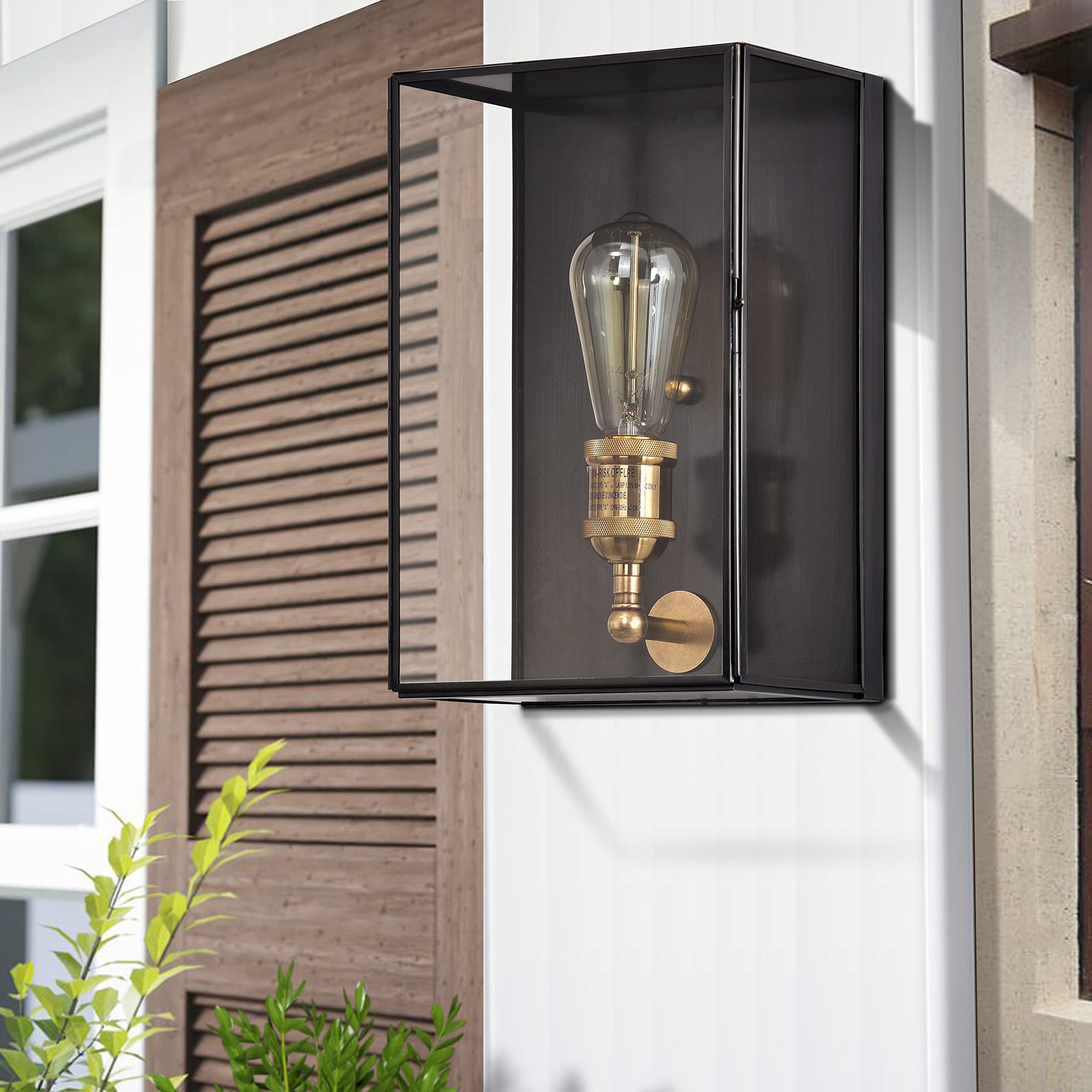 C Cattleya Outdoor Wall Lantern, 2-Light Brass Sconce, Dark Bronze, Extra Large For Porch & Patio