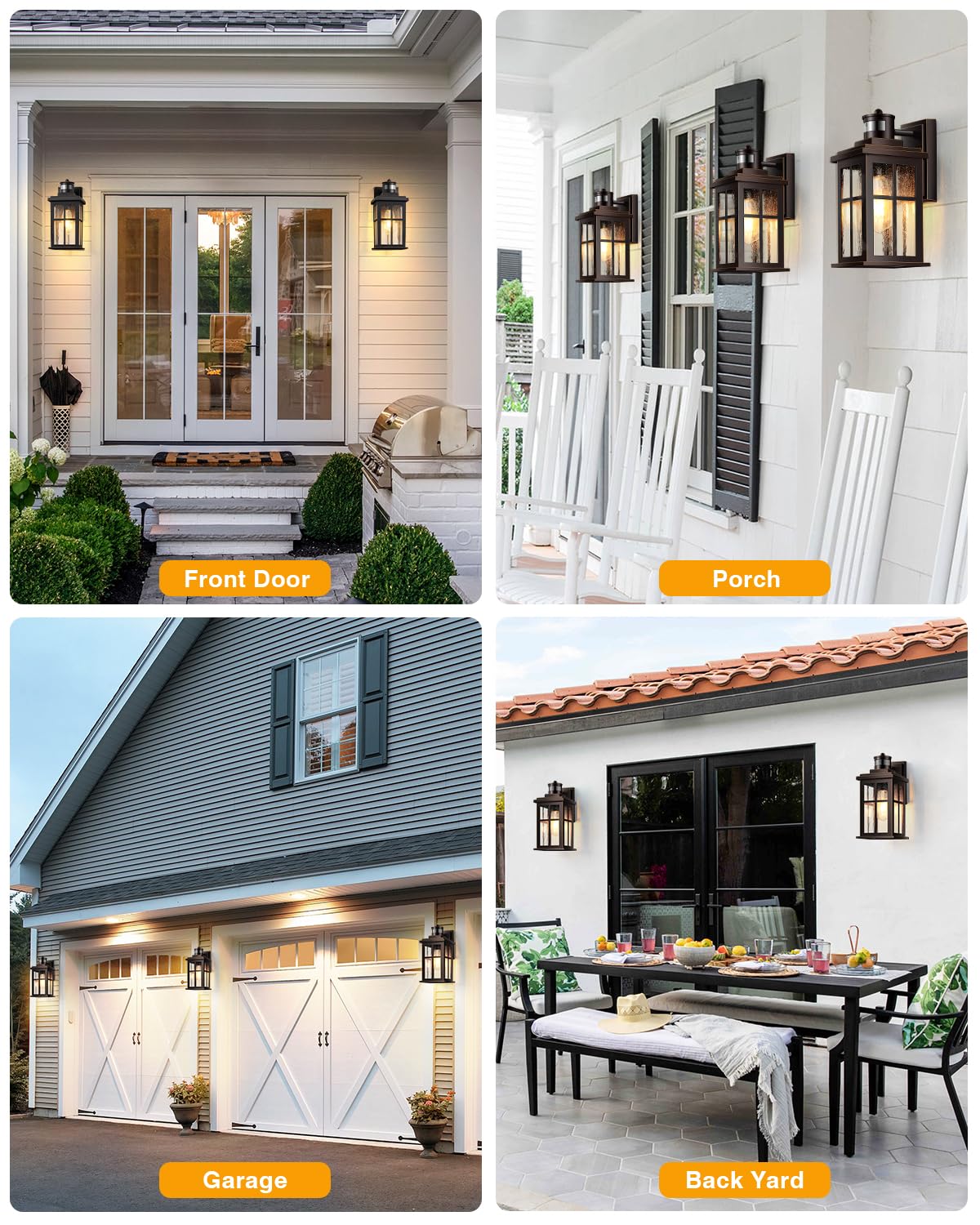 Vianis Motion Sensor Exterior Lighting Fixtures For House  Oil Rubbed Bronze With Gold Trim Dusk To Dawn Outdoor Porch Light  Waterproof Outdoor Garage Lights Wall Mount  Outside Wall Sconce For Coach