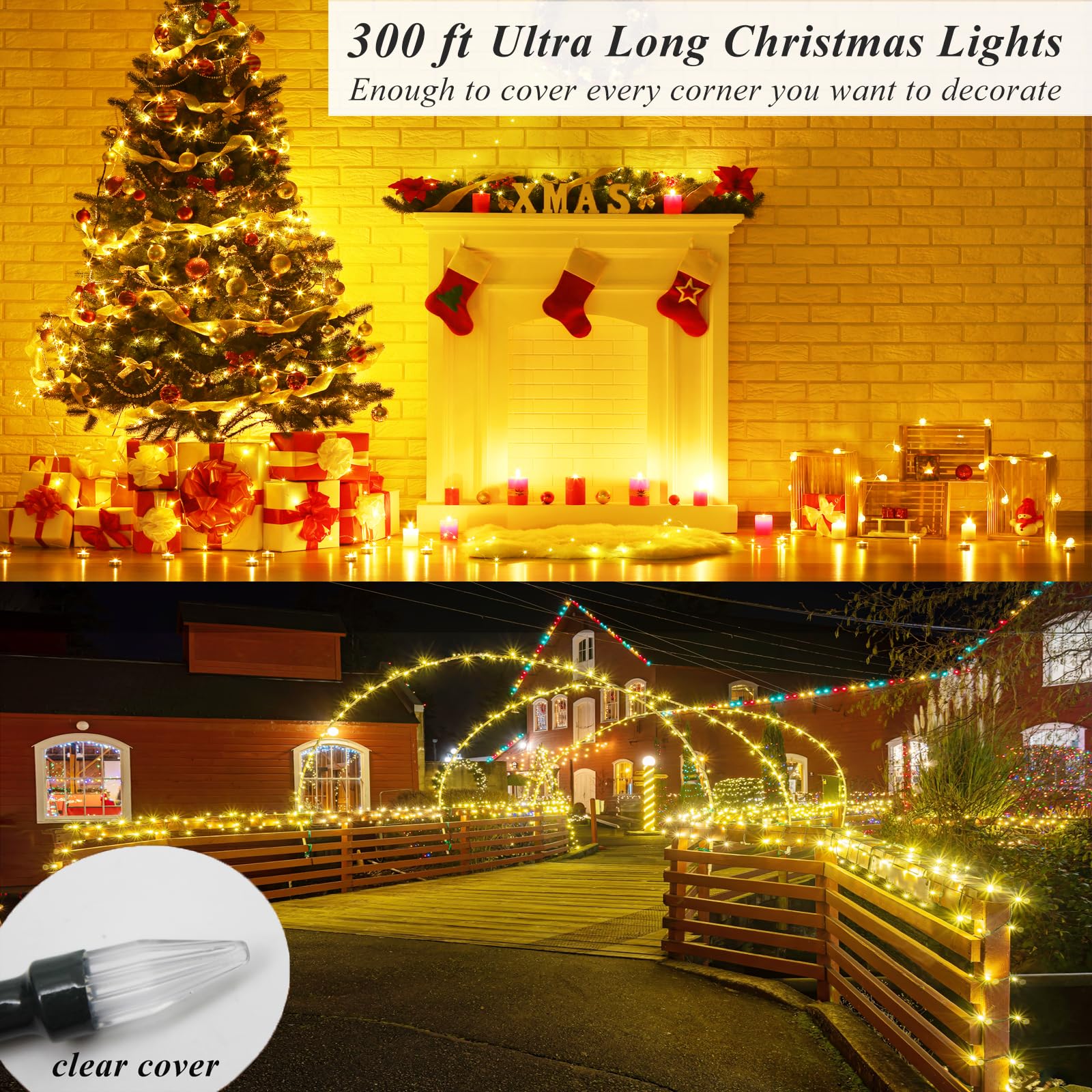 Solhice 300Ft Christmas Lights Outdoor With Remote, 800 Led Waterproof Extra Long Christmas Tree String Lights Plug In, Twinkle