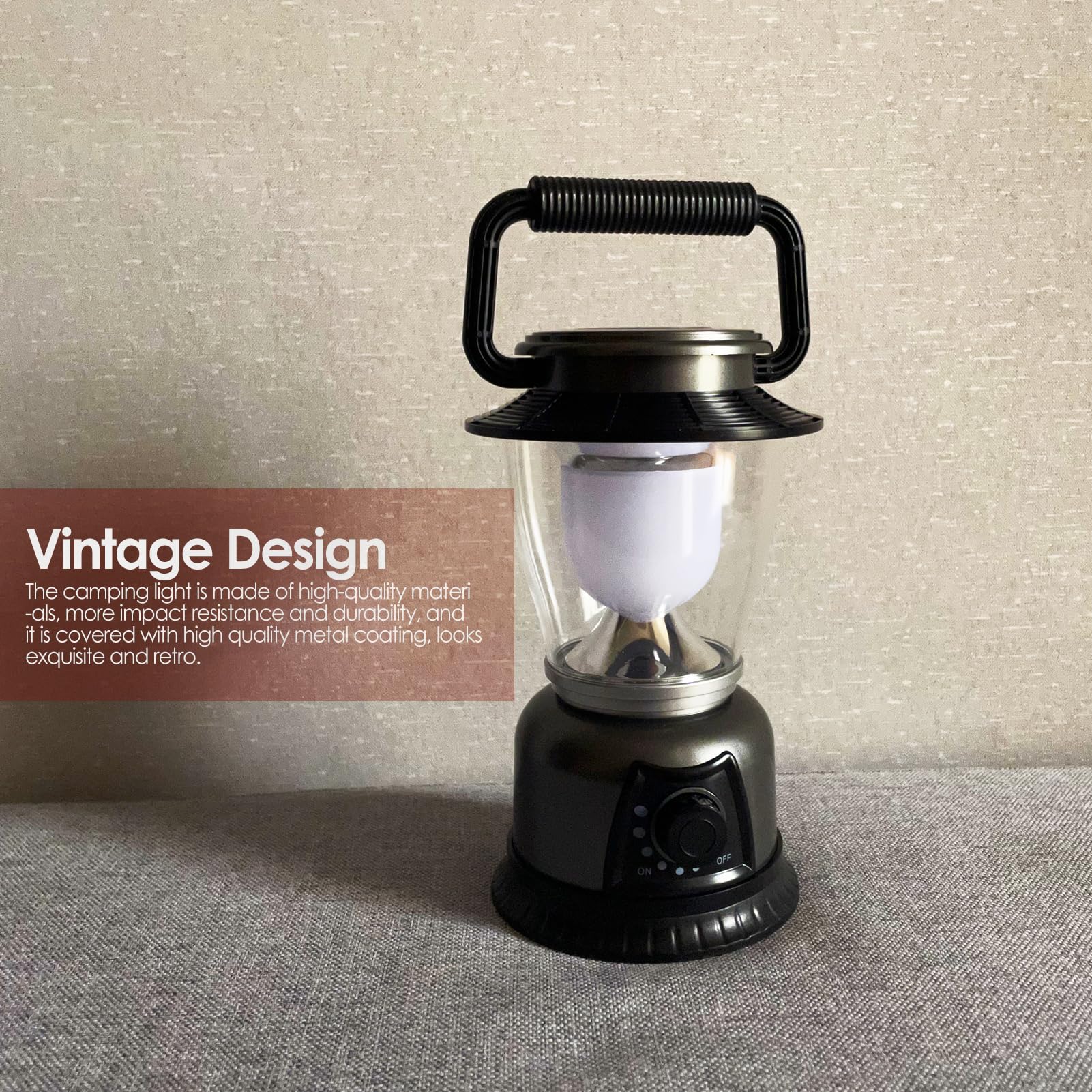 FANT.LUX Retro LED Lantern 2-Pack, 360° COB, 120 LM, Battery Powered, Grey, Model NBMD122