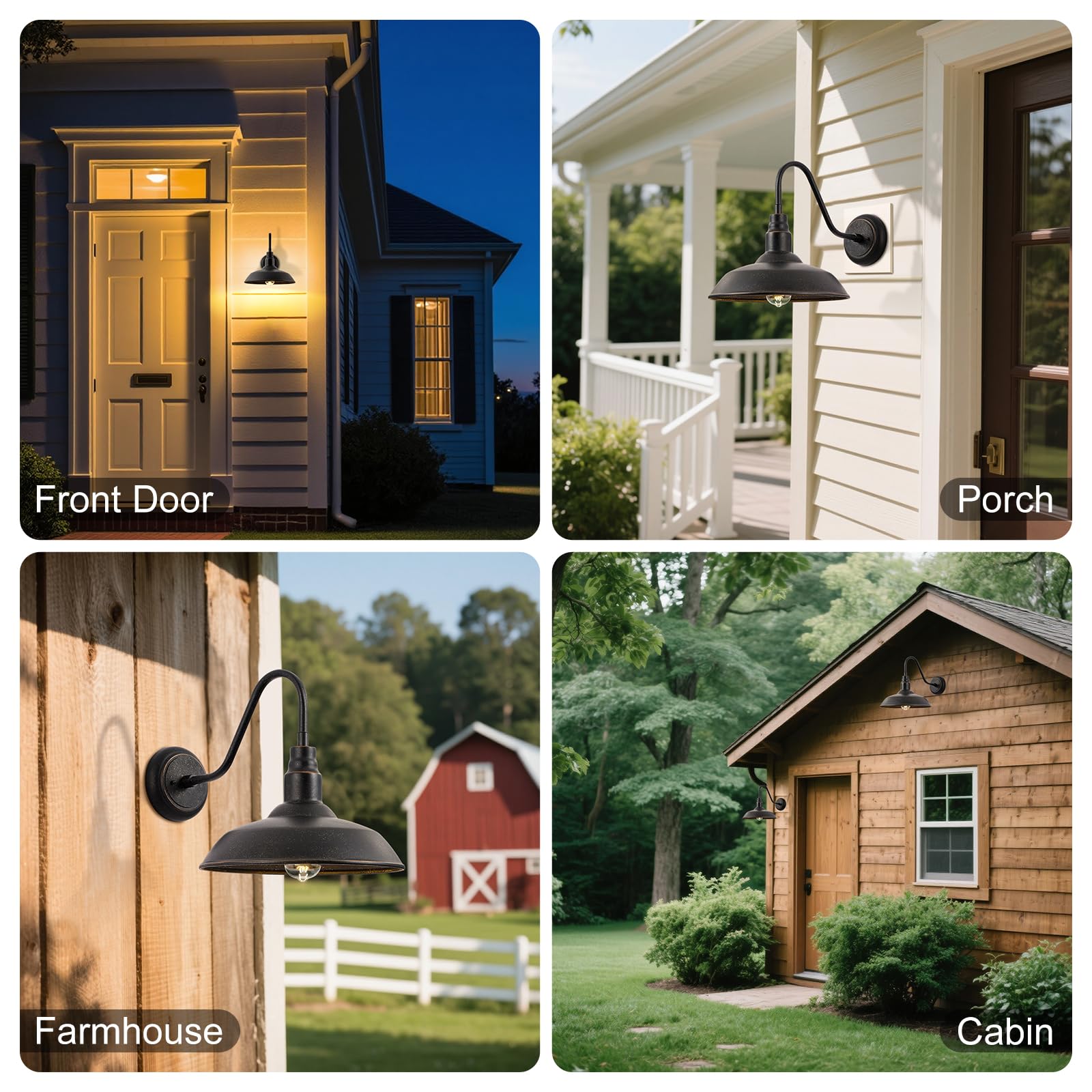 GOALPLUS Gooseneck Outdoor Light Fixture, 10" Dome, Bronze Metal, Model LM2201-BR-2P, 2 Pack Barn Light for Porch, Patio, Garage