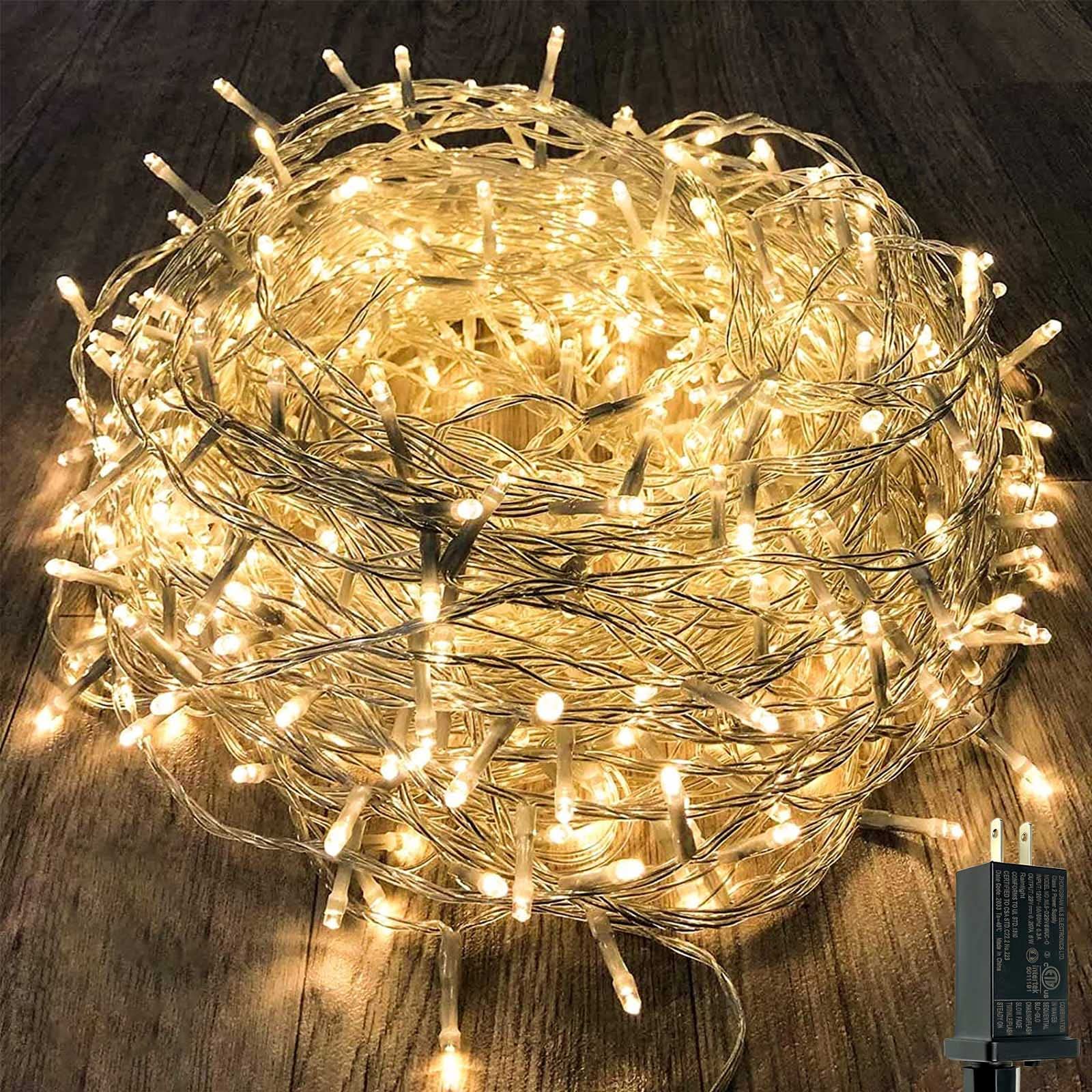 KAQ 115FT 300LED Warm White Christmas String Lights, Waterproof Indoor/Outdoor Fairy Lights, Clear Wire