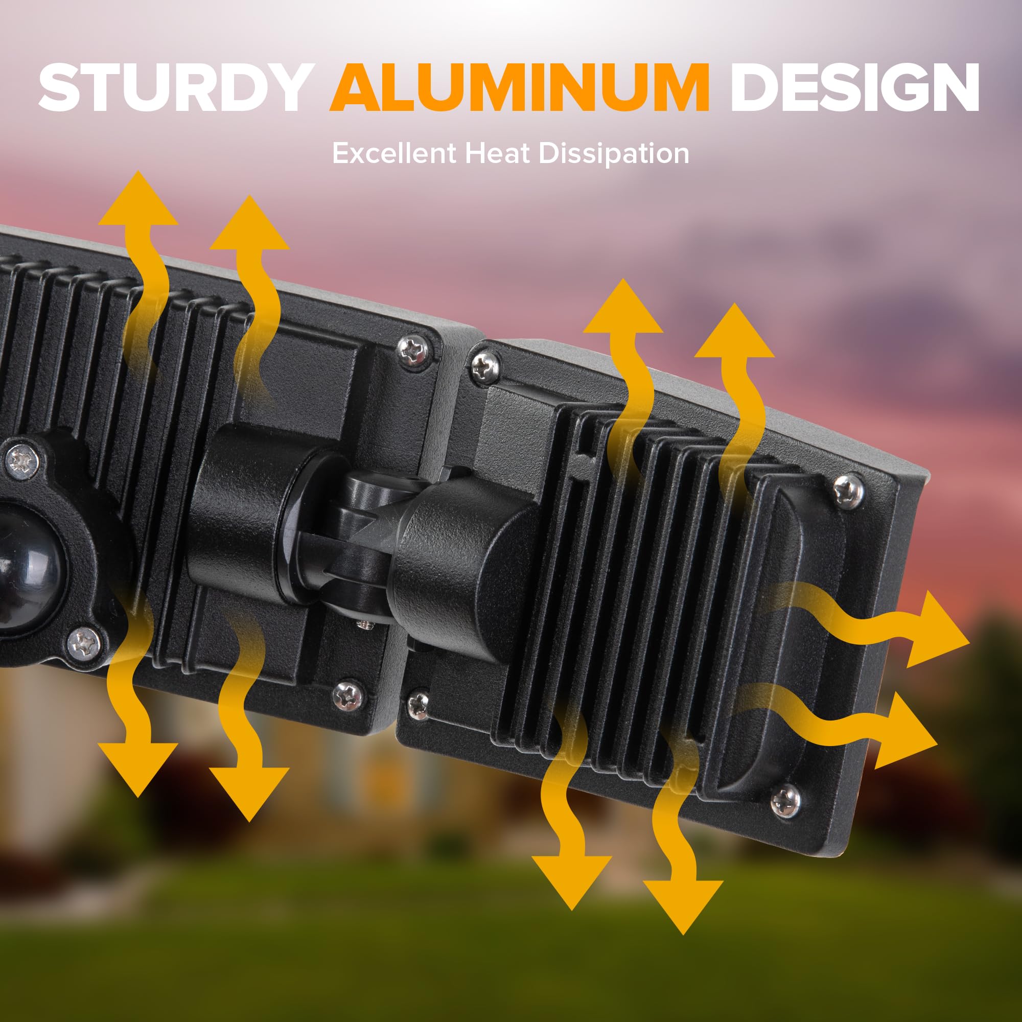 LUTEC 75W Outdoor LED Flood Light, 8000 Lumen, 3 Adjustable Heads, 5000K Daylight, IP65 Waterproof, Black