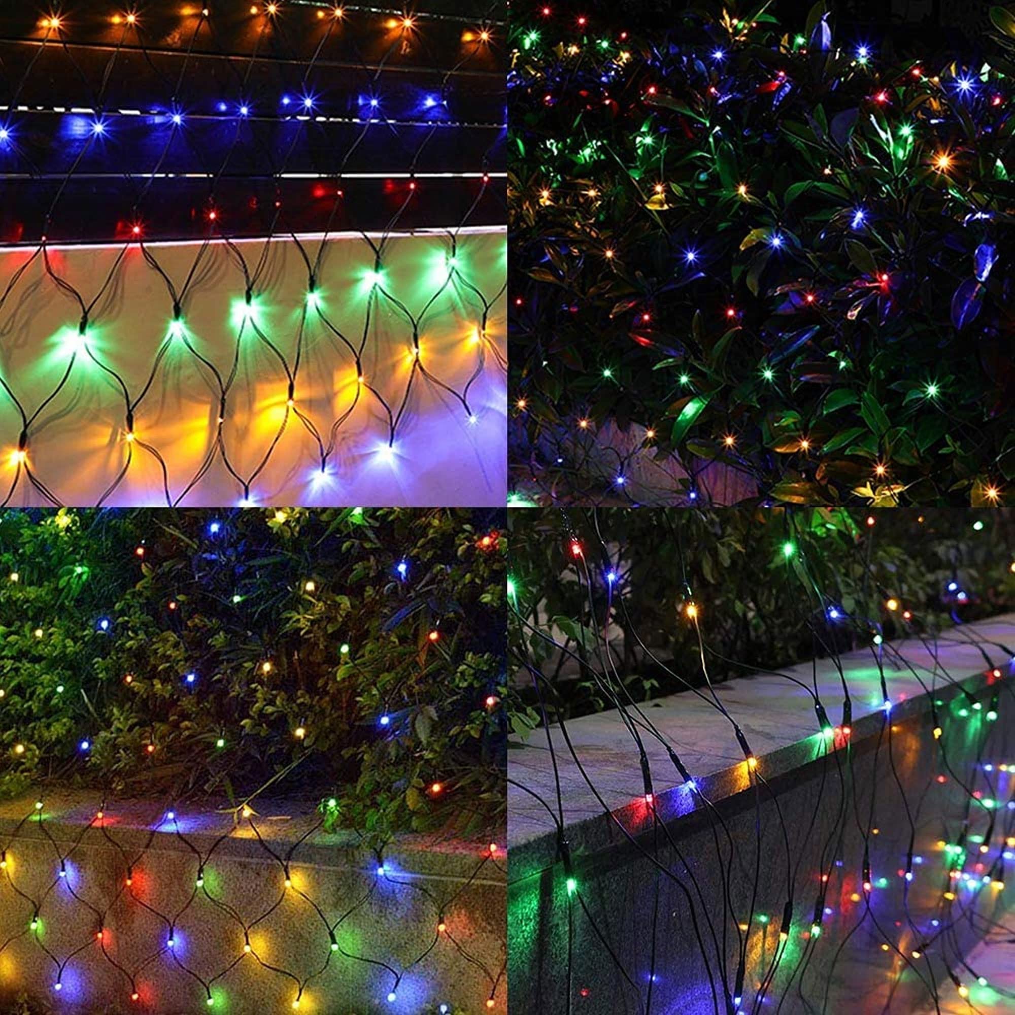 Dazzle Bright 200 LED Net Lights - 9.8FT x 6.6FT, Multicolor, Green Wire, 8 Lighting Modes for Indoor/Outdoor Decorations