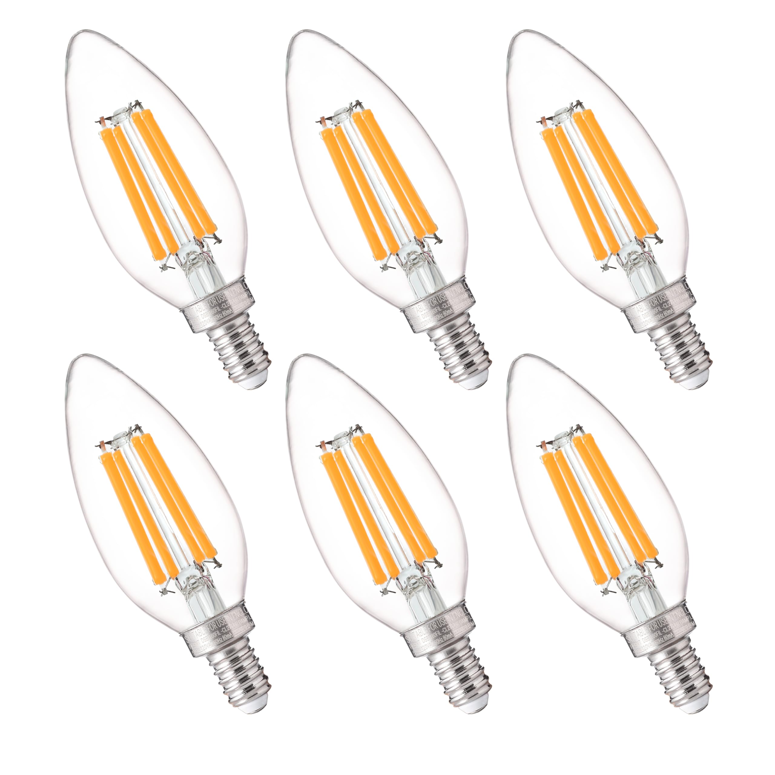 Flsnt 100W Equivalent Led Candelabra Bulbs, 800Lm Dimmable B11 E12 Led Chandelier Light Bulbs, 5.5W, 2700K Soft White, 6 Pack